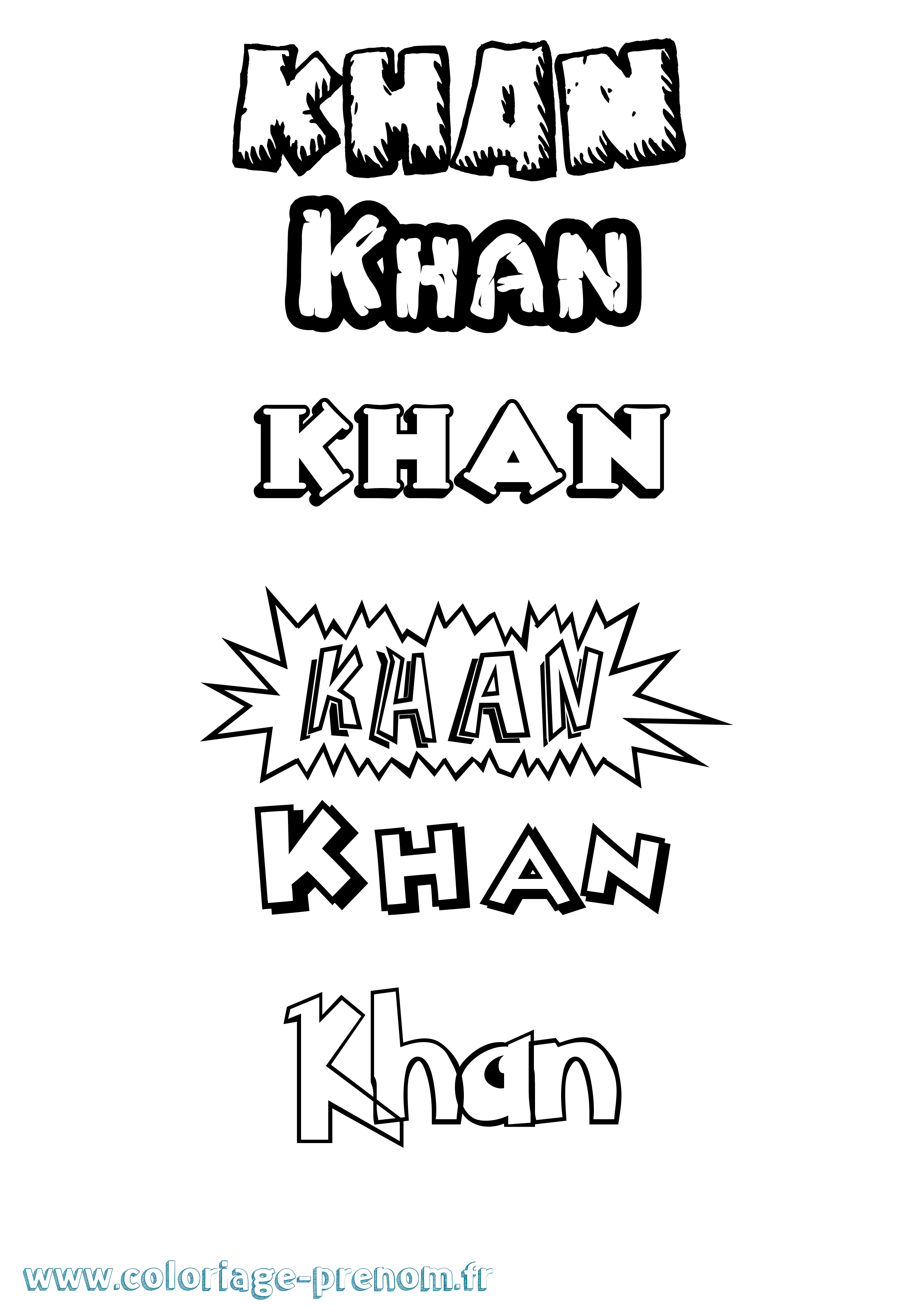 Coloriage prénom Khan Dessin Animé