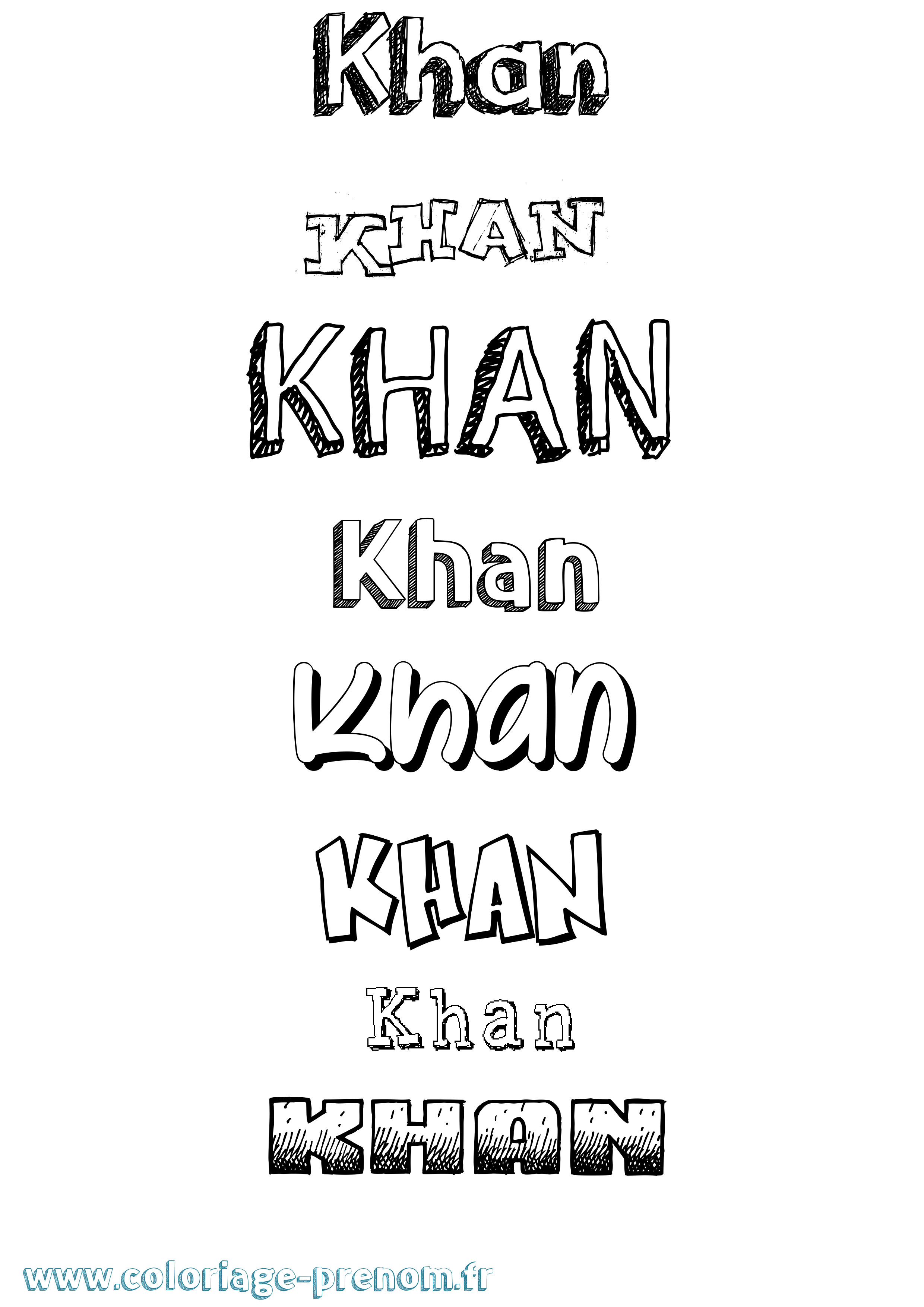 Coloriage prénom Khan Dessiné