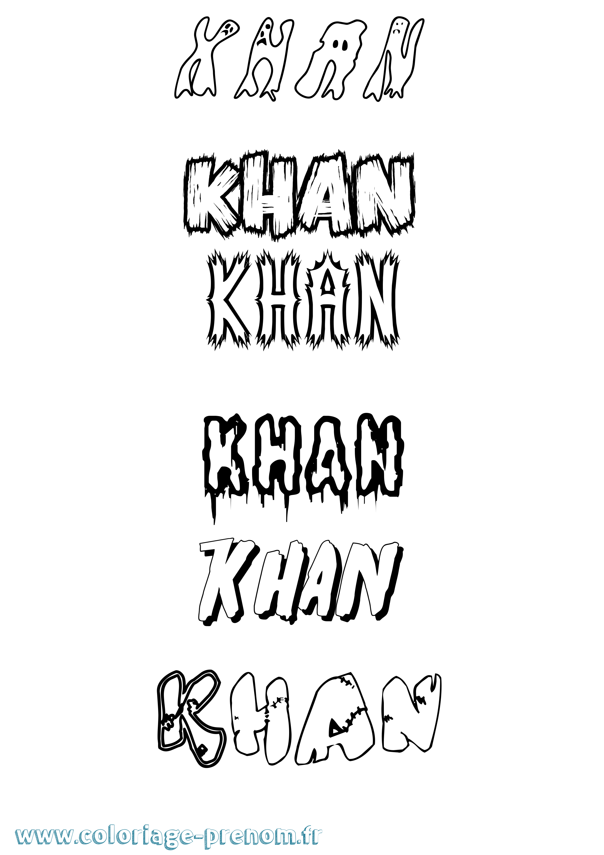 Coloriage prénom Khan Frisson