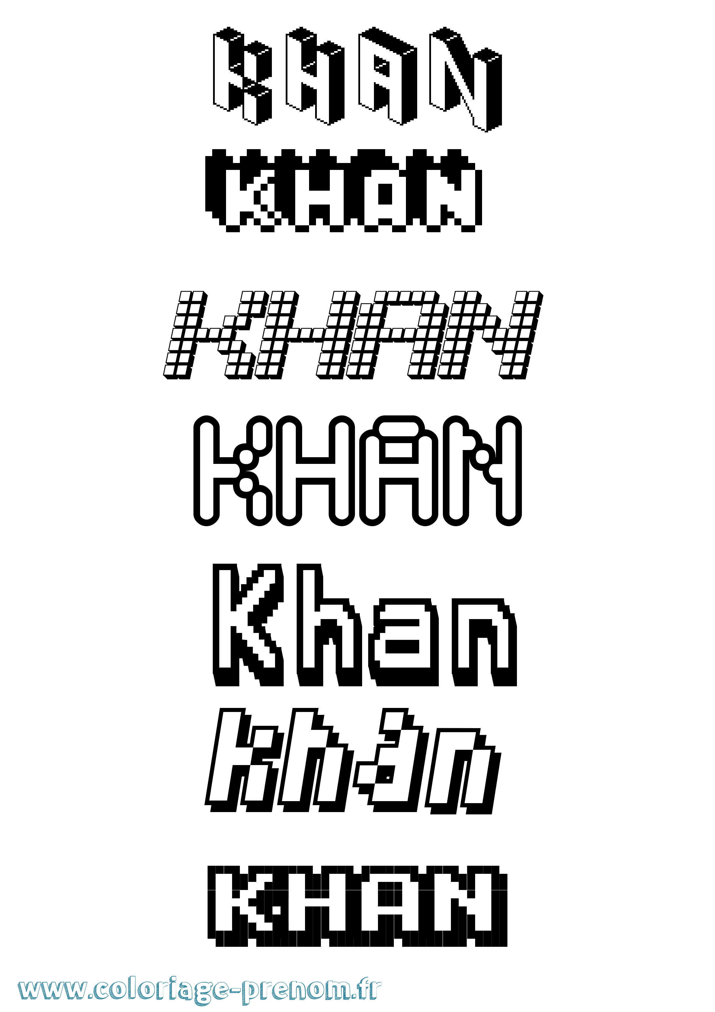 Coloriage Khan Pixel Coloriage prénom Khan Pixel
