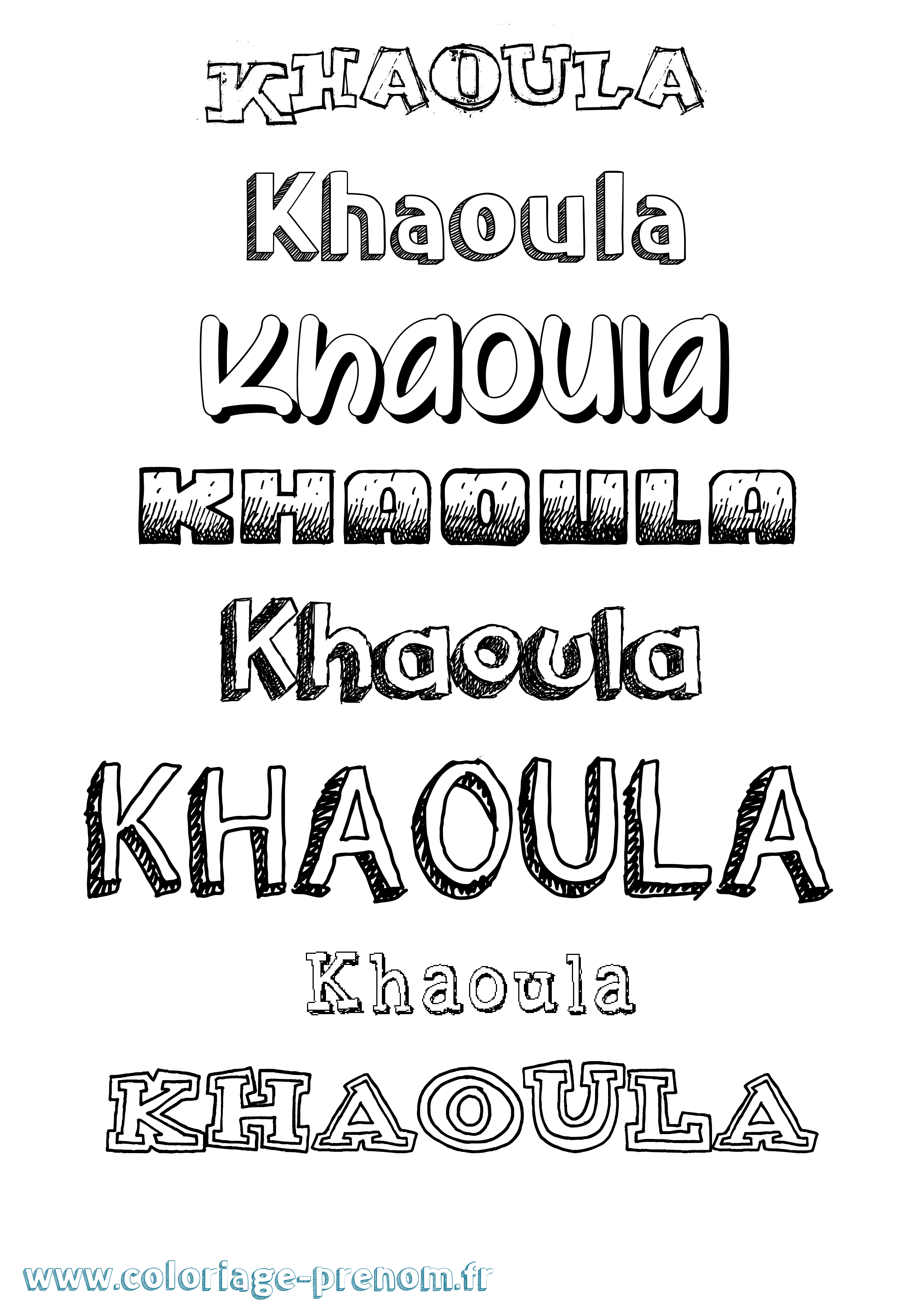 Coloriage prénom Khaoula Dessiné