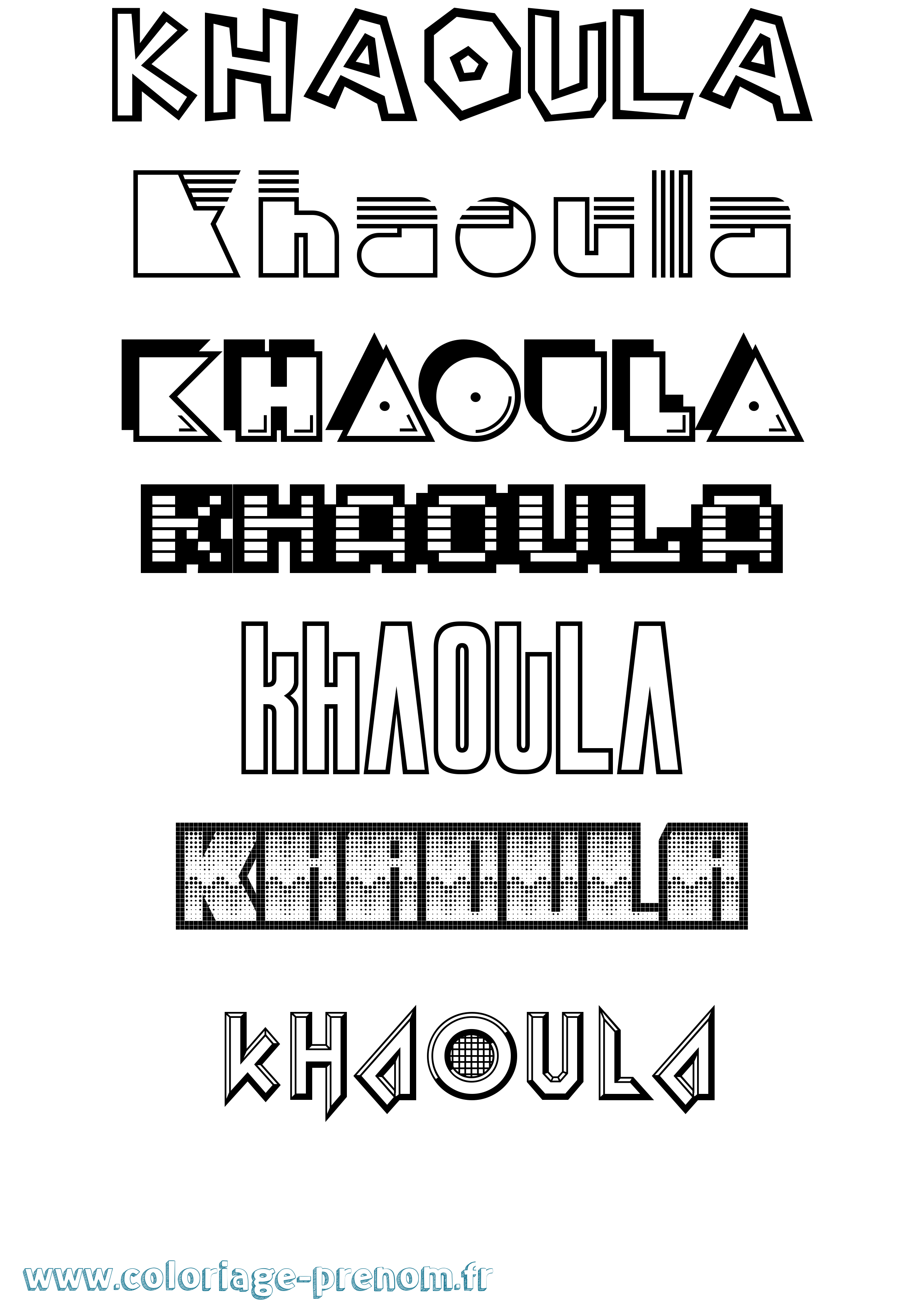 Coloriage prénom Khaoula Jeux Vidéos