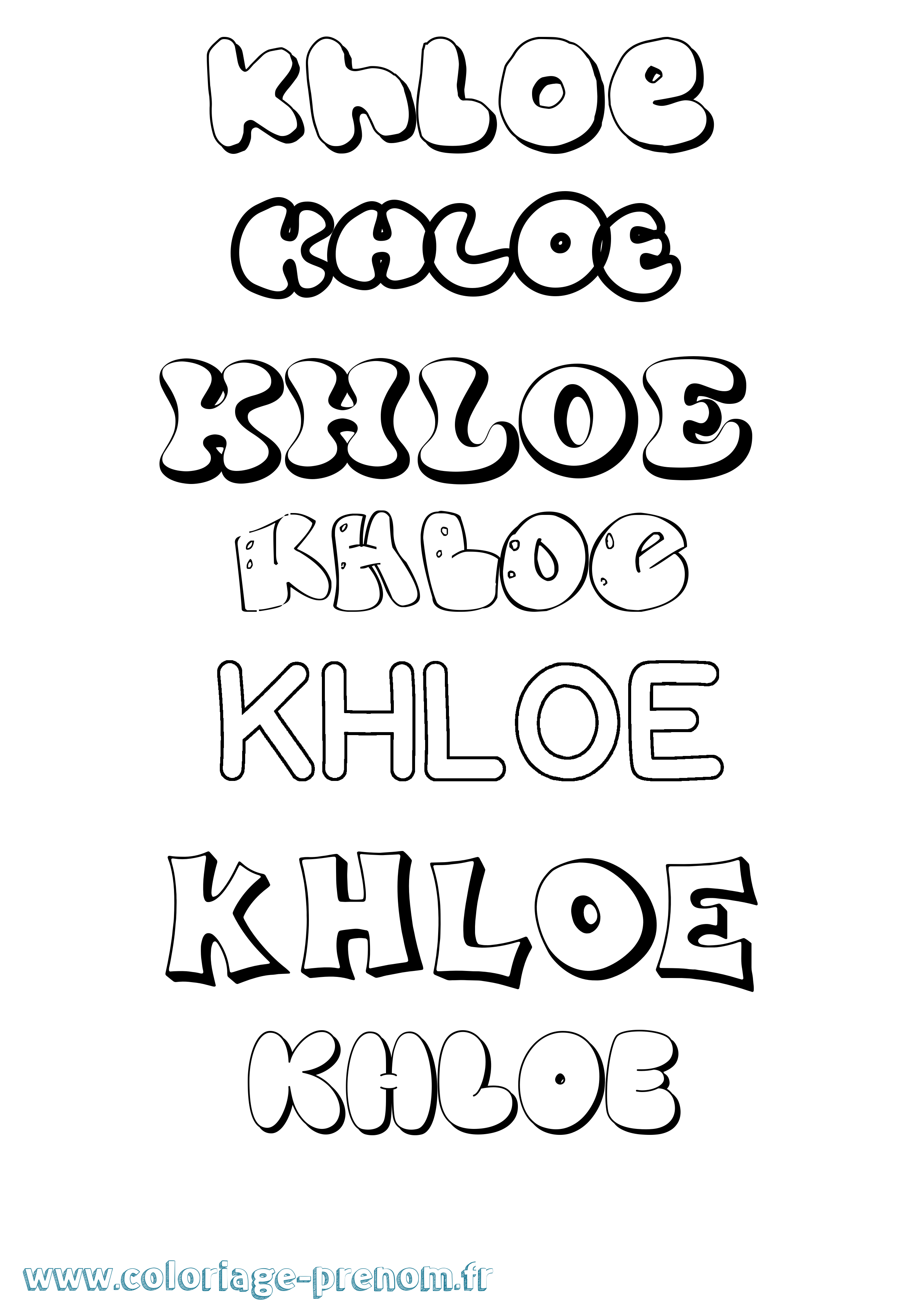 Coloriage Khloe Bubble Coloriage prénom Khloe Bubble