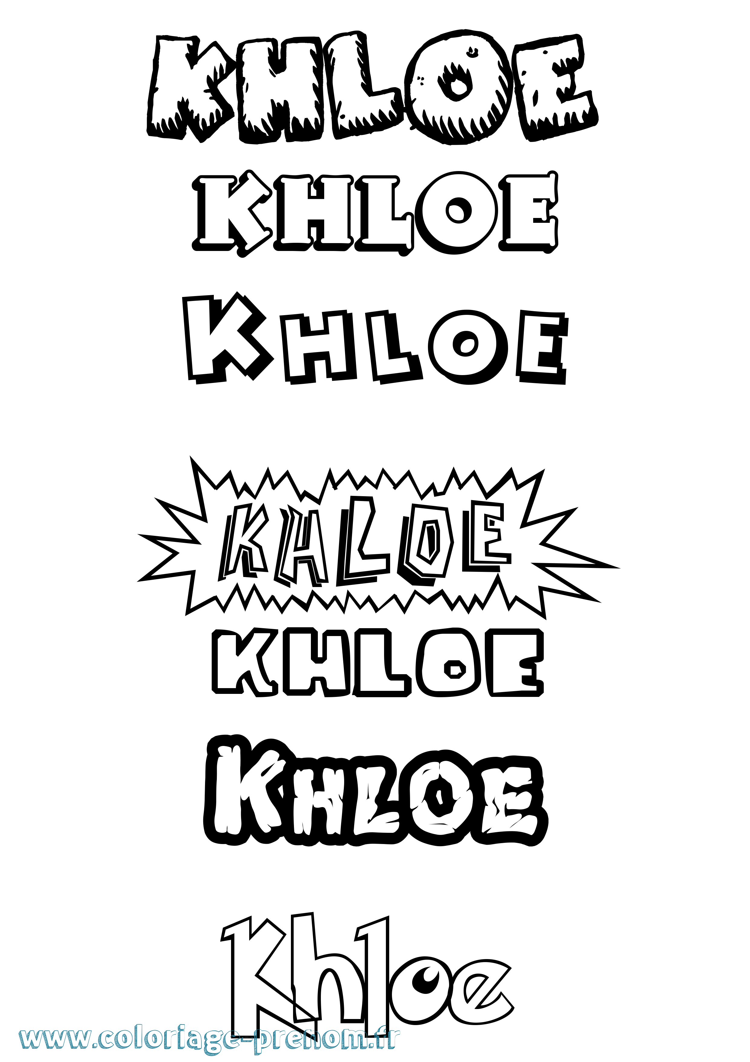 Coloriage Khloe Dessin Animé Coloriage prénom Khloe Dessin Animé