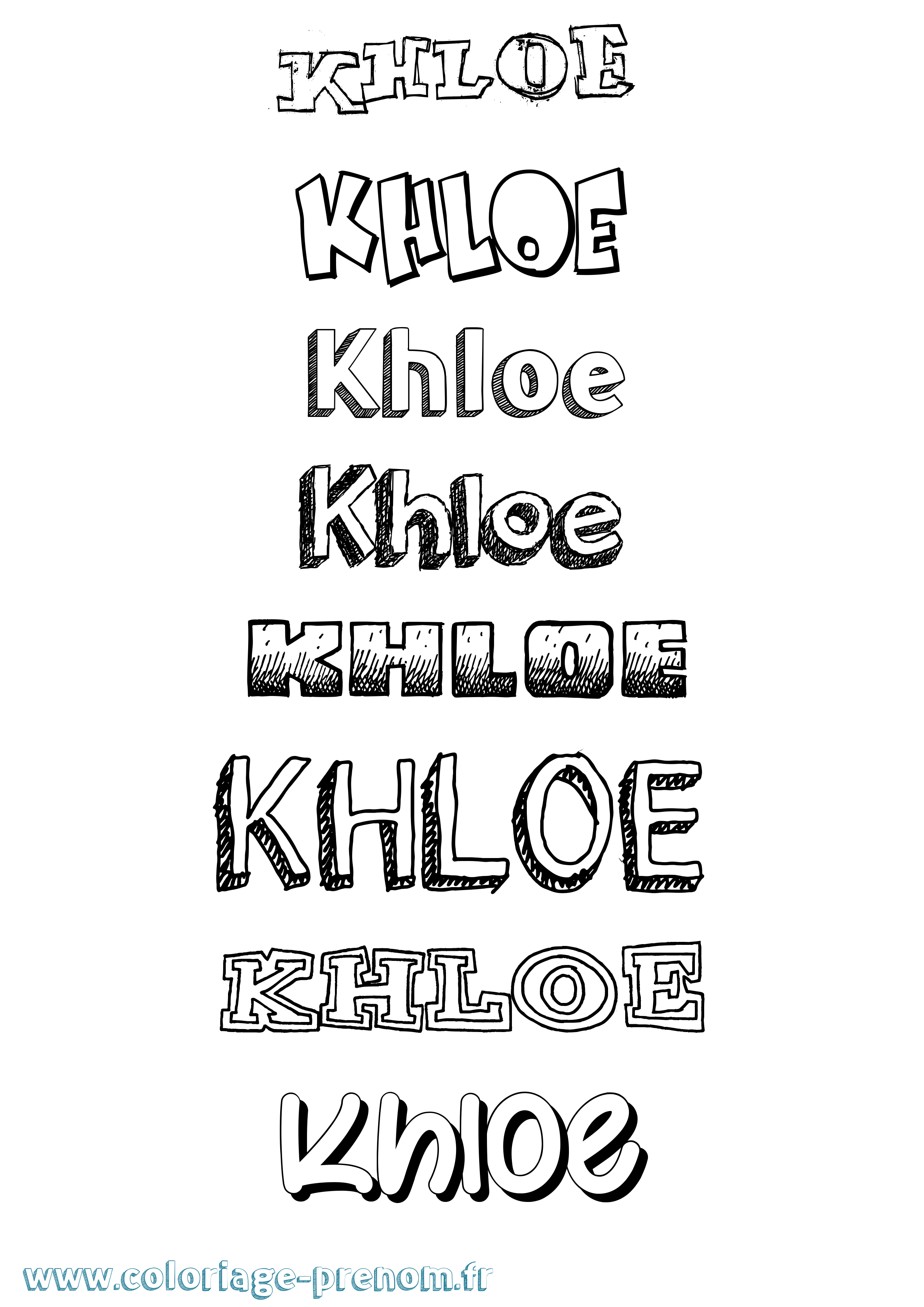 Coloriage Khloe Dessiné Coloriage prénom Khloe Dessiné