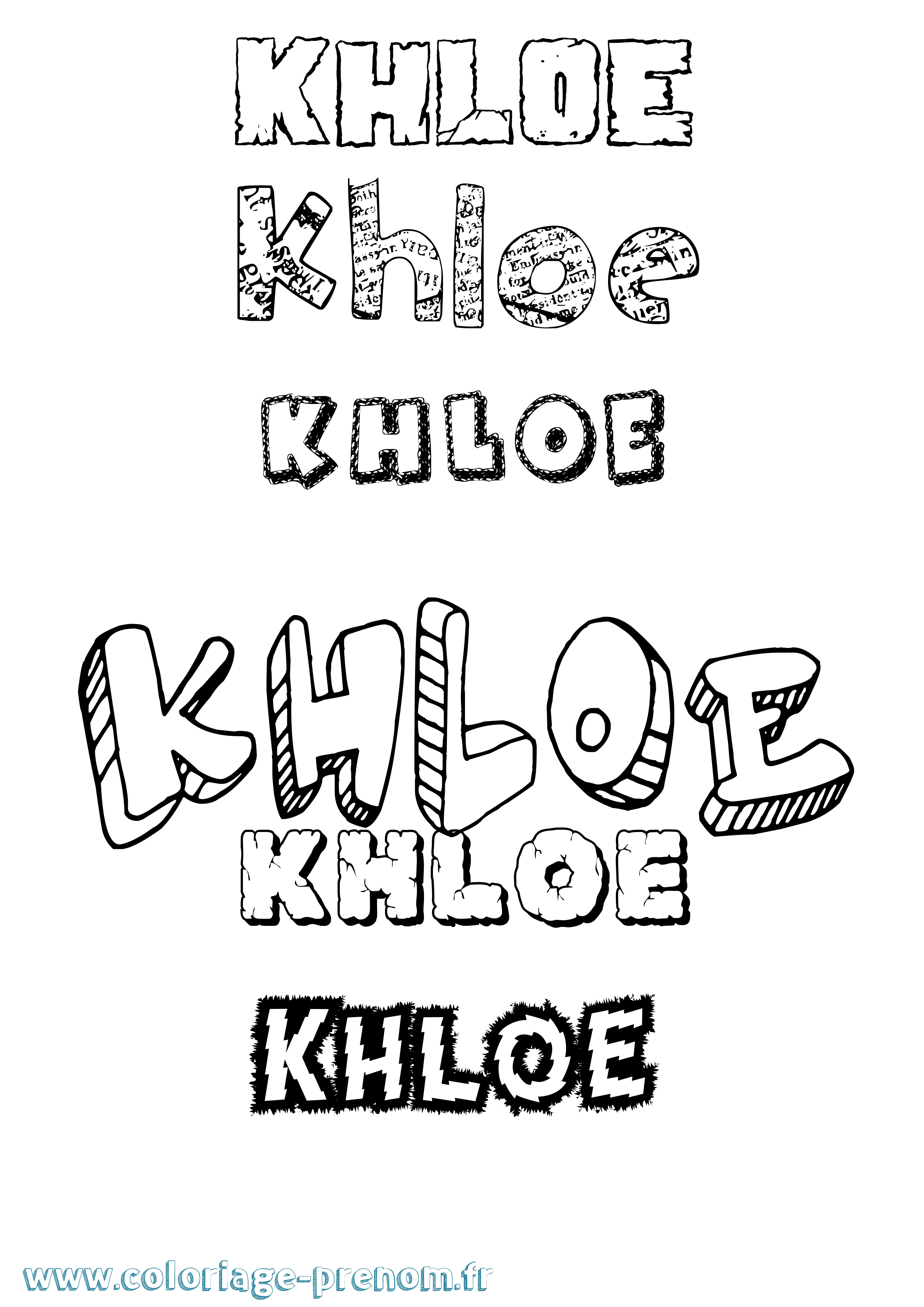 Coloriage Khloe Destructuré Coloriage prénom Khloe Destructuré