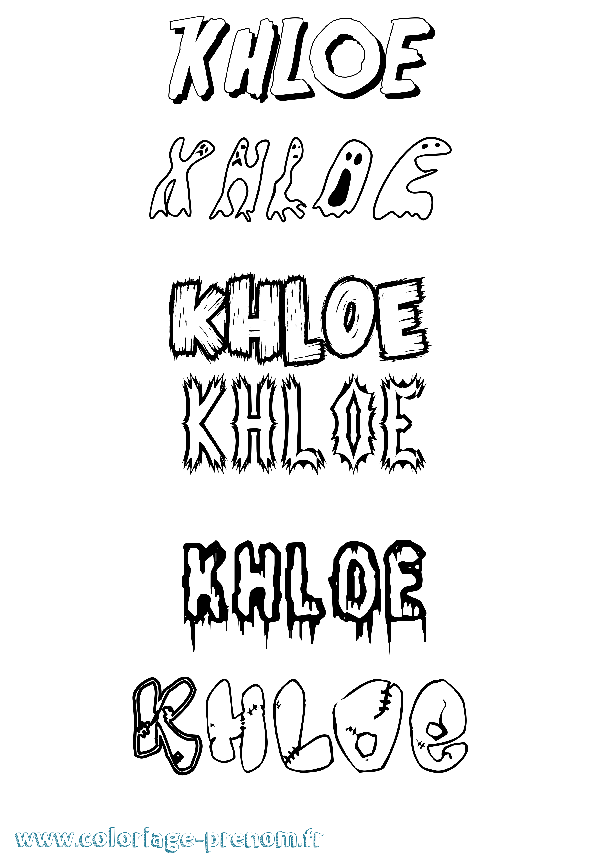Coloriage Khloe Frisson Coloriage prénom Khloe Frisson