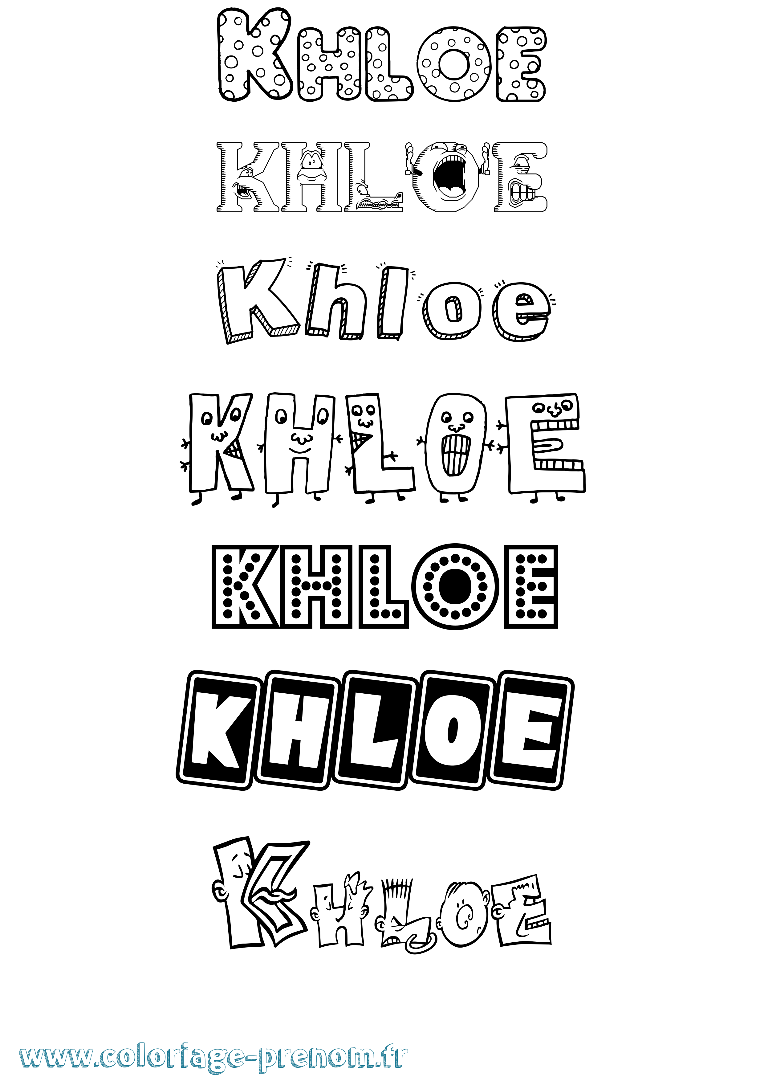Coloriage Khloe Fun Coloriage prénom Khloe Fun