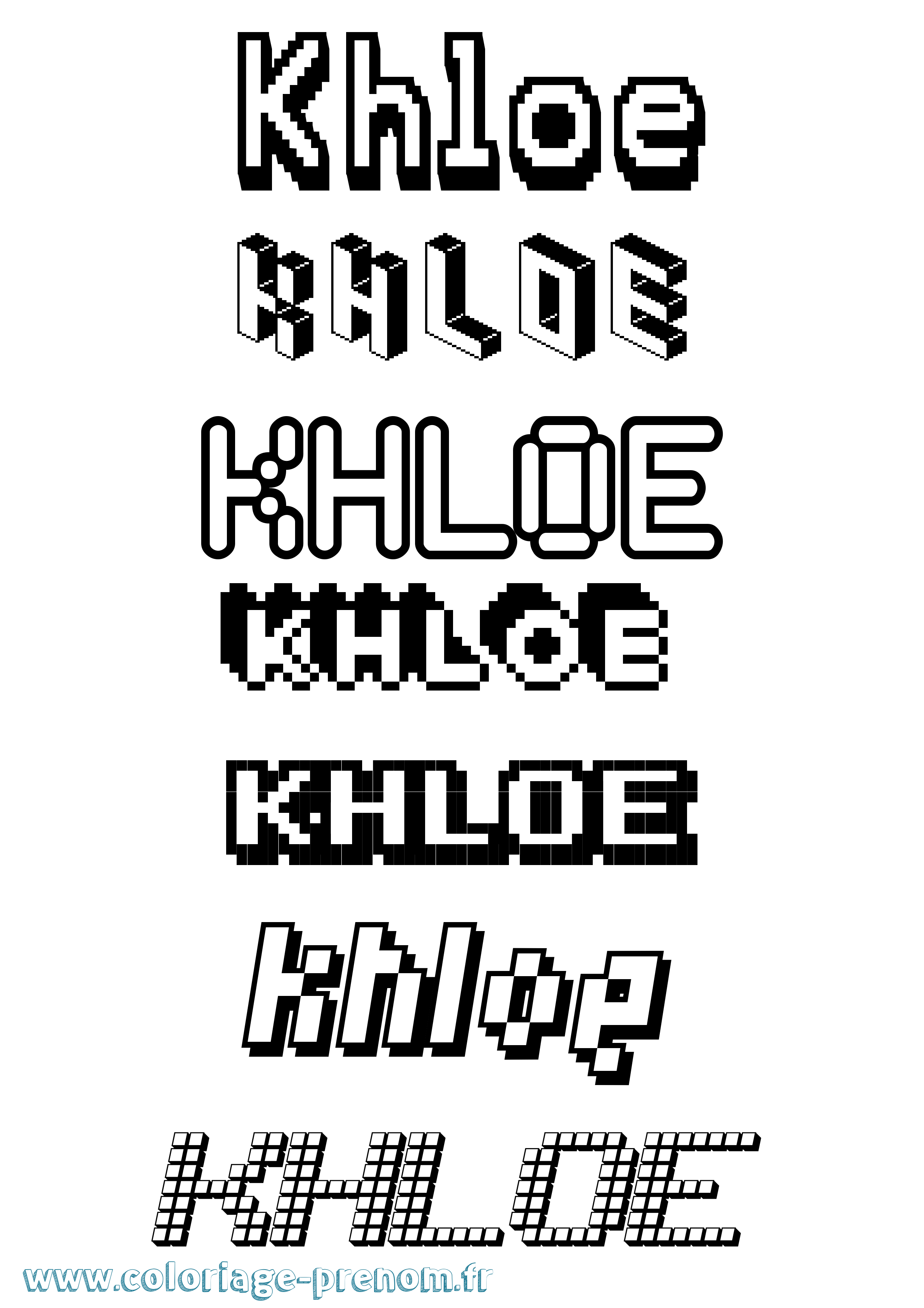 Coloriage Khloe Pixel Coloriage prénom Khloe Pixel