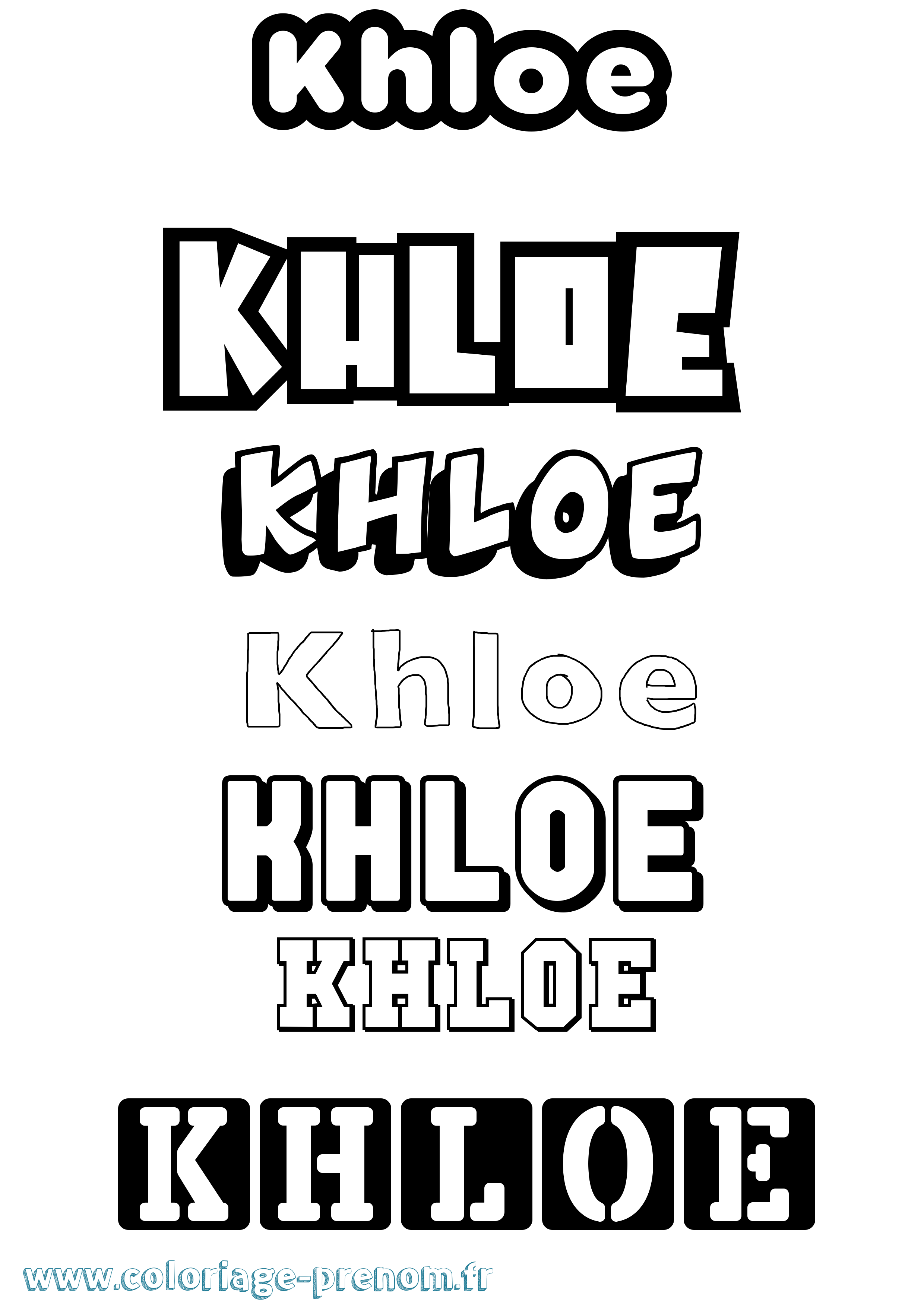 Coloriage Khloe Simple Coloriage prénom Khloe Simple
