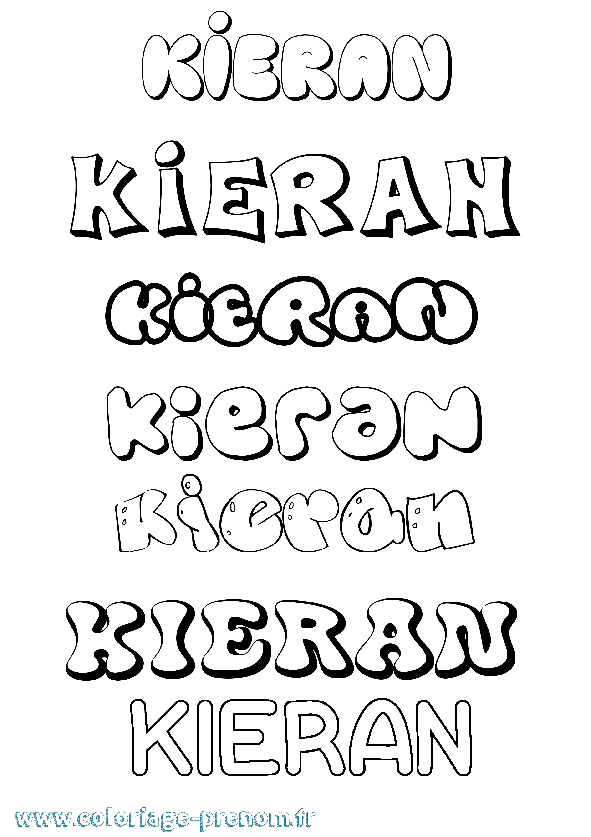 Coloriage prénom Kieran Bubble