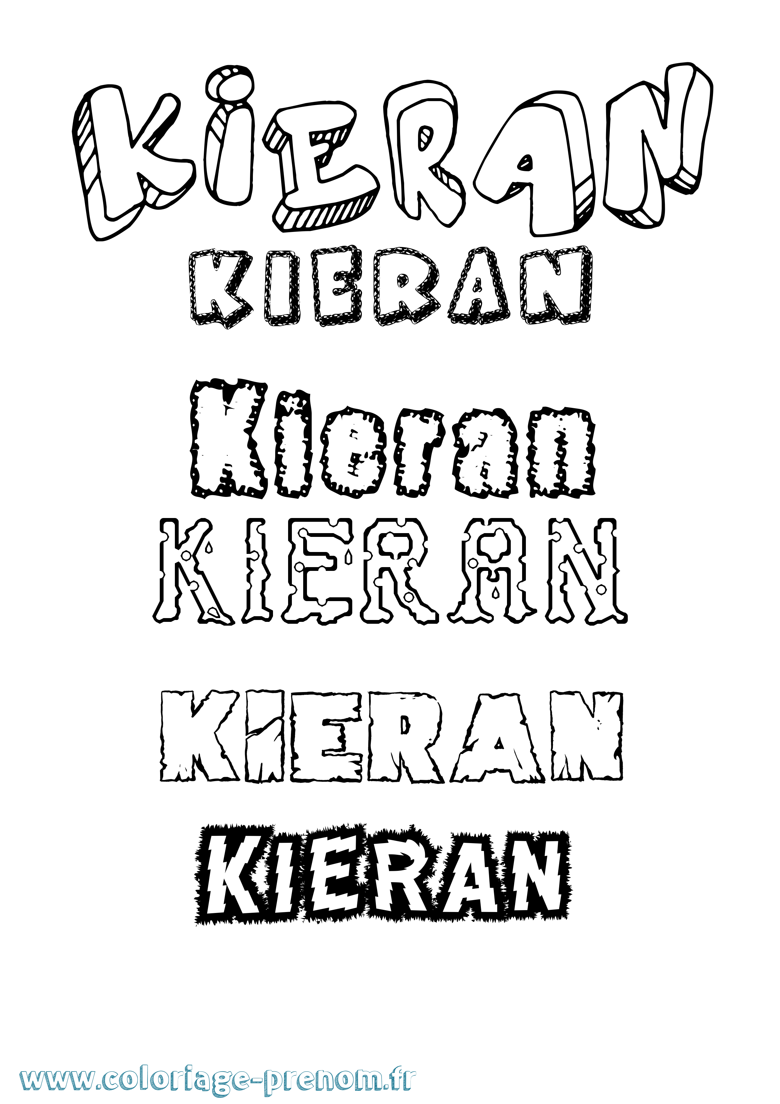 Coloriage prénom Kieran Destructuré