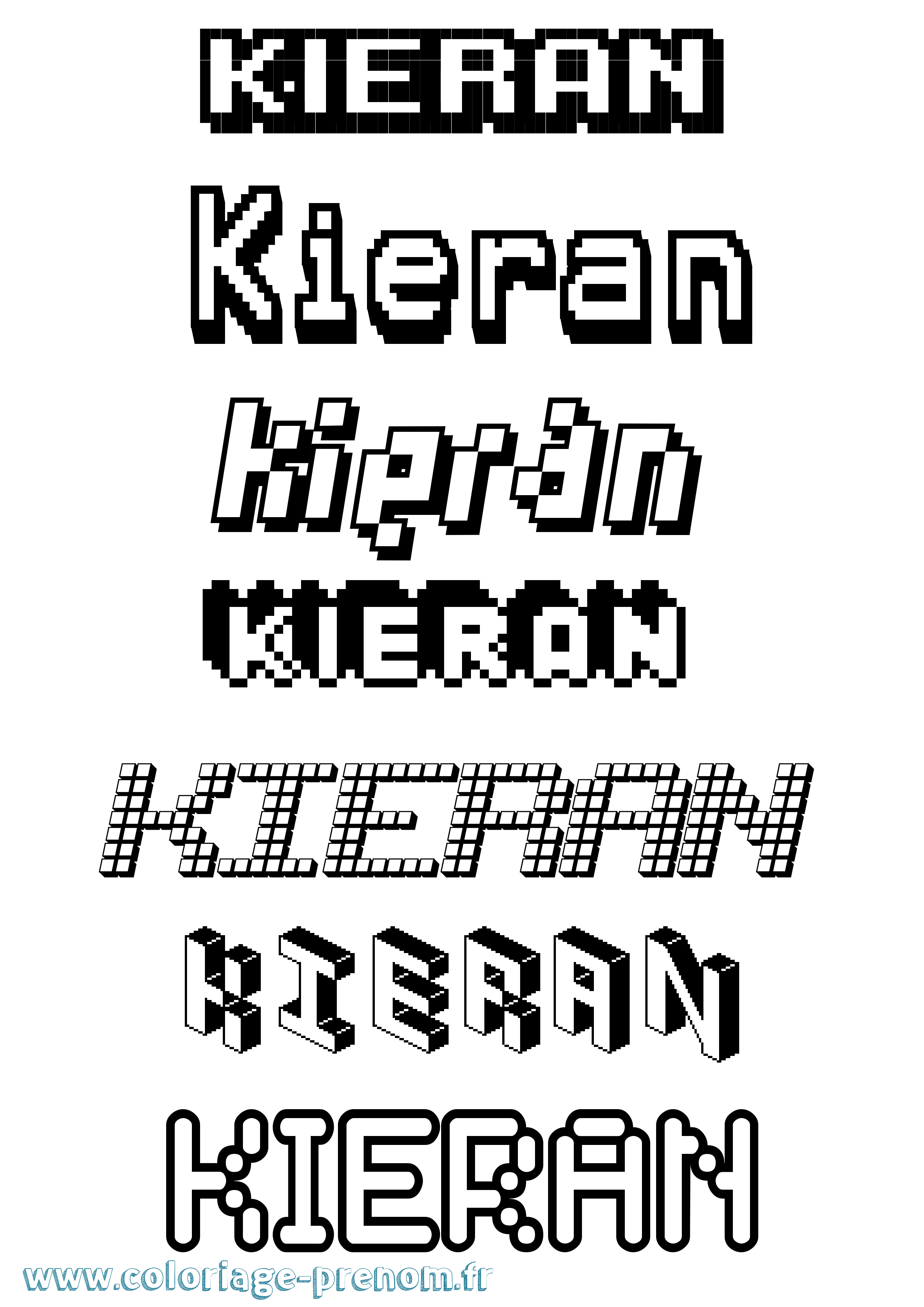Coloriage prénom Kieran Pixel