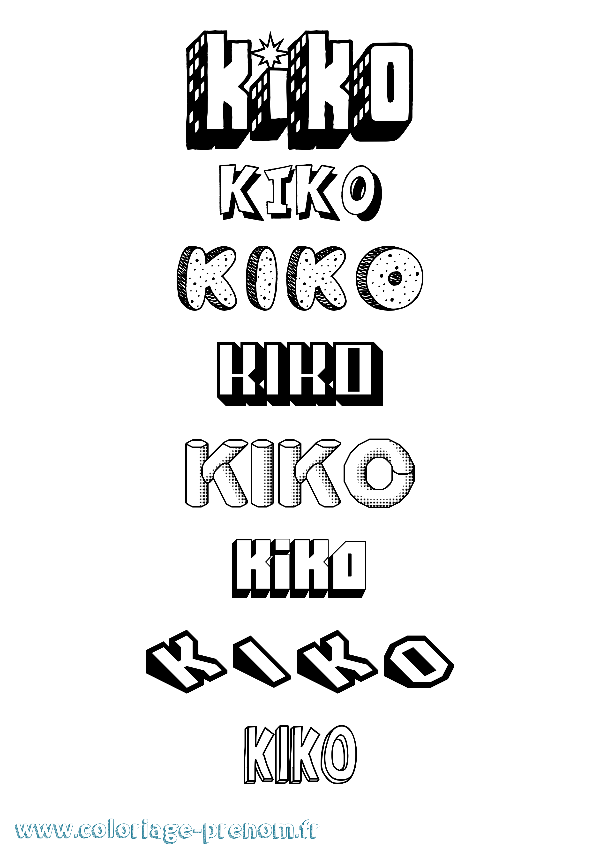 Coloriage prénom Kiko Effet 3D