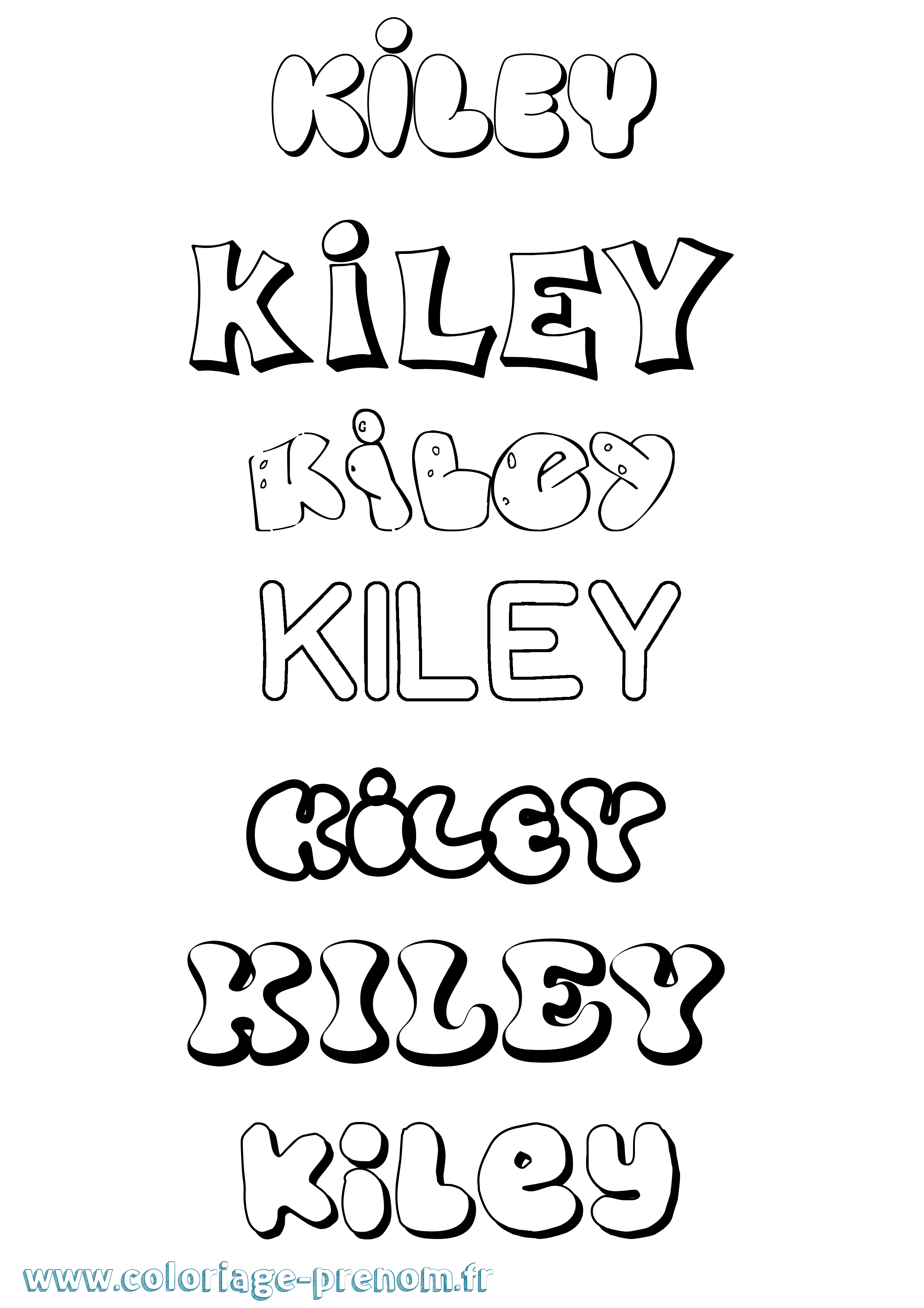 Coloriage prénom Kiley Bubble