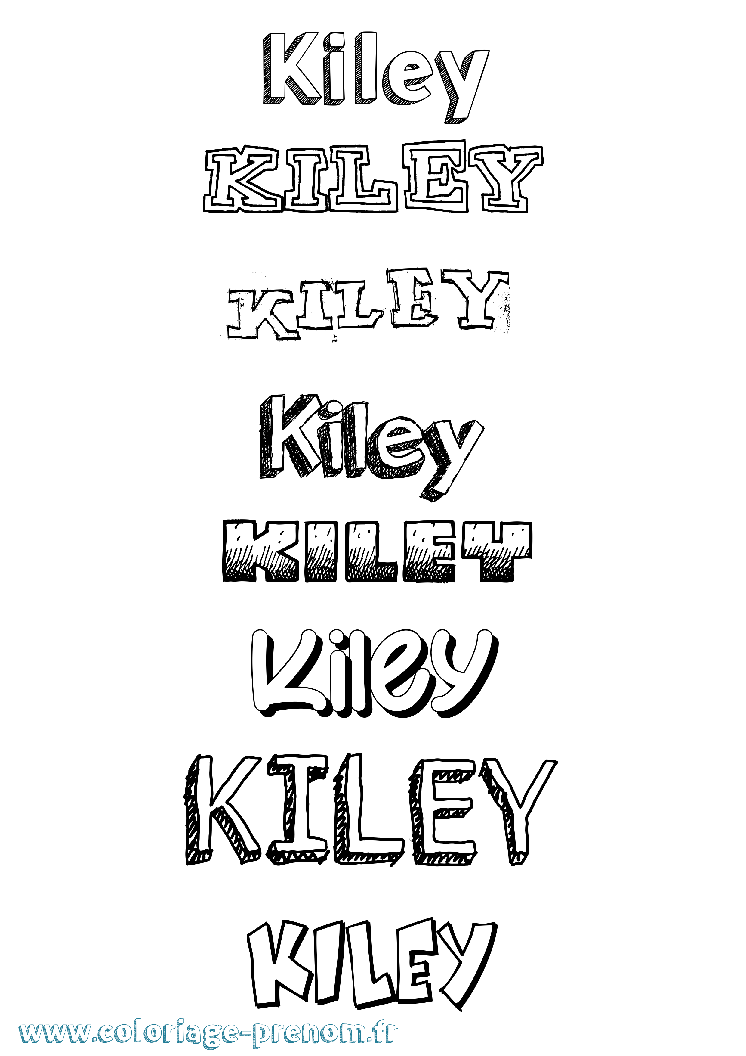 Coloriage prénom Kiley Dessiné