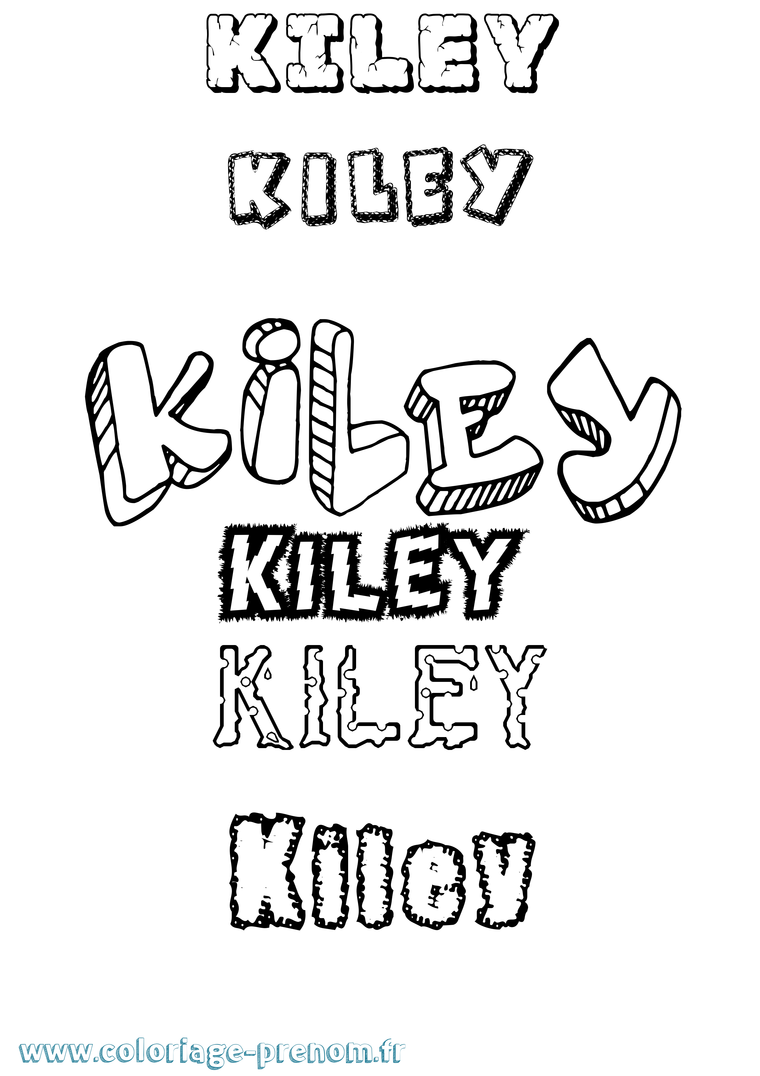 Coloriage prénom Kiley Destructuré