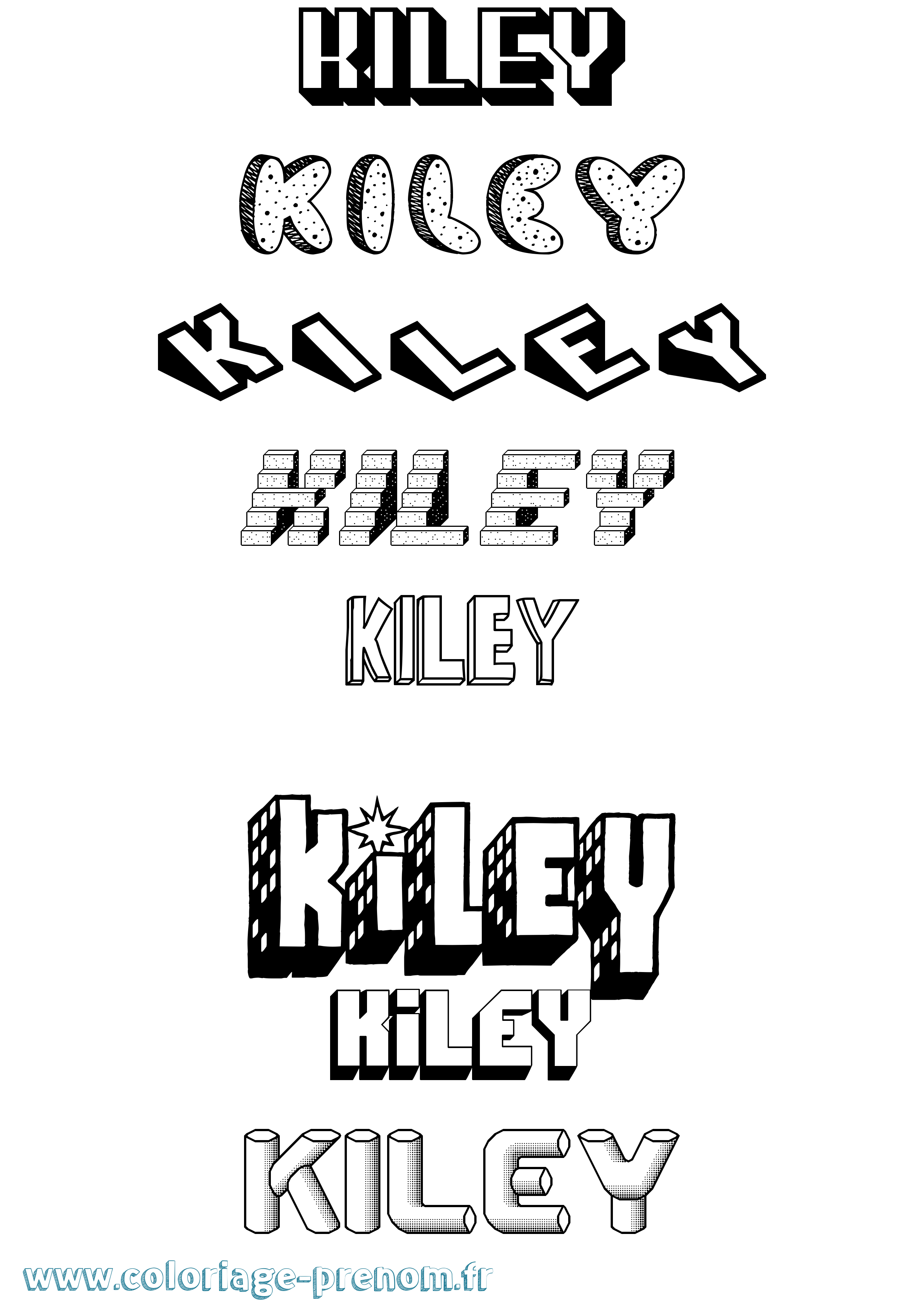 Coloriage prénom Kiley Effet 3D