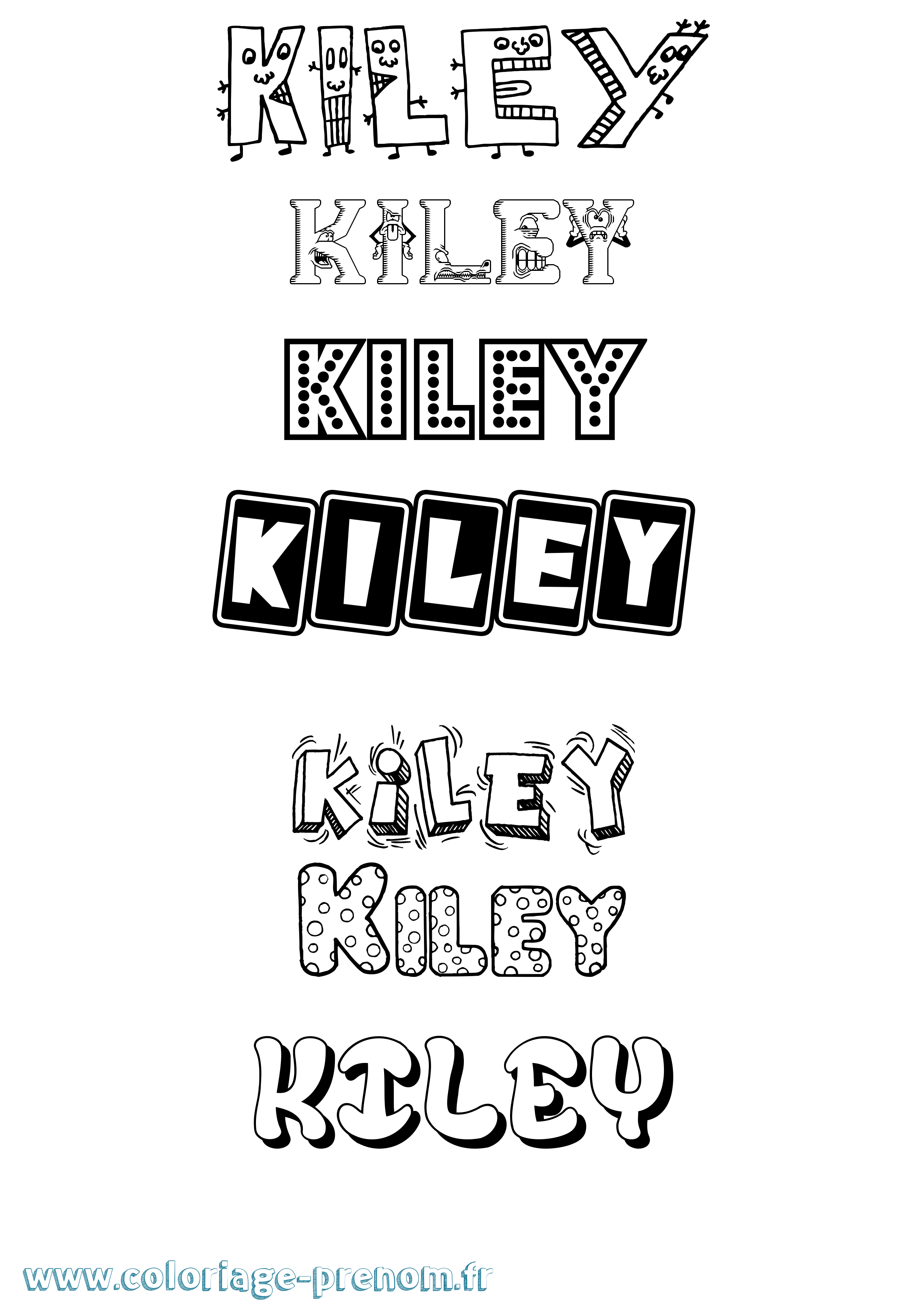 Coloriage prénom Kiley Fun