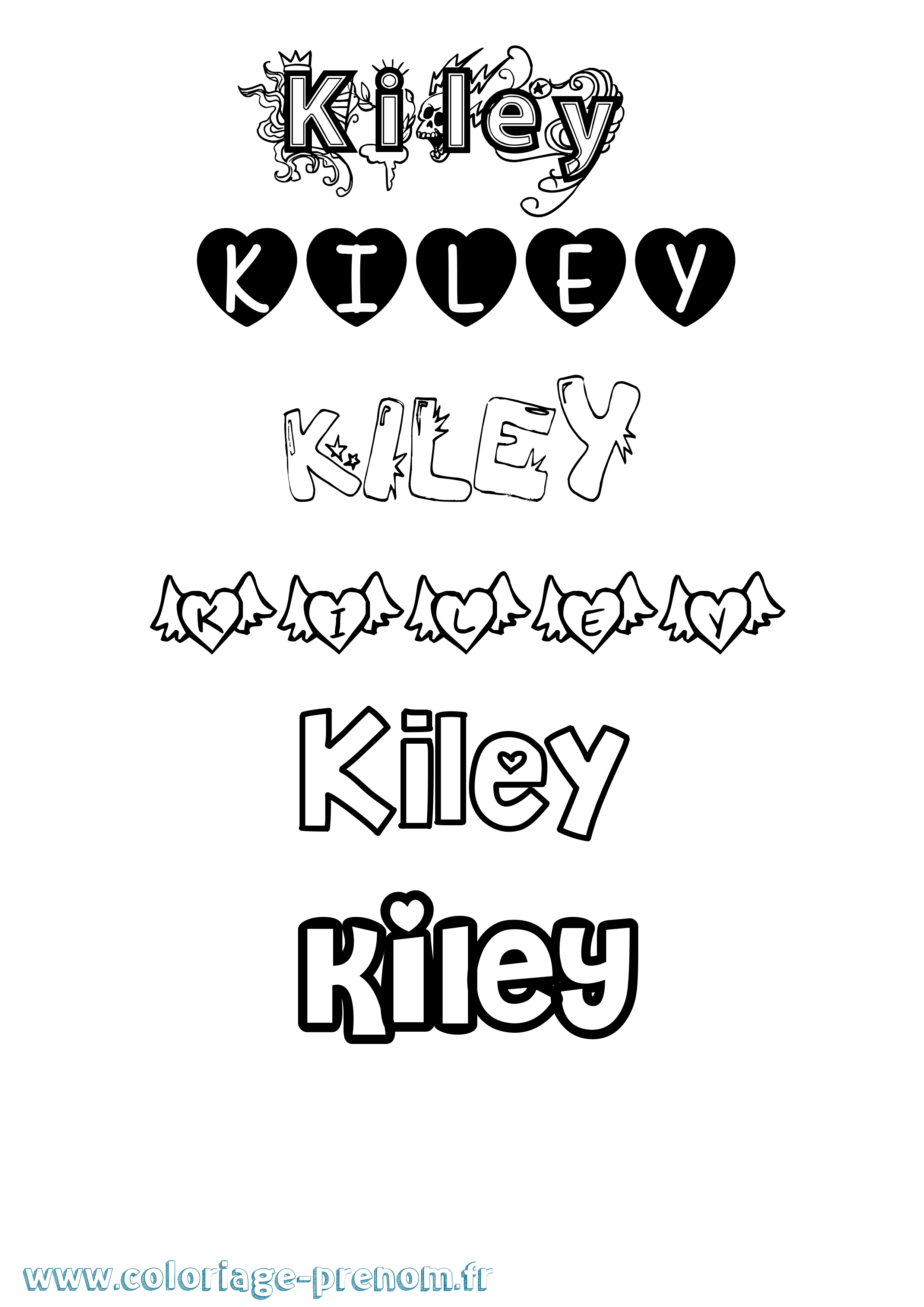 Coloriage prénom Kiley Girly