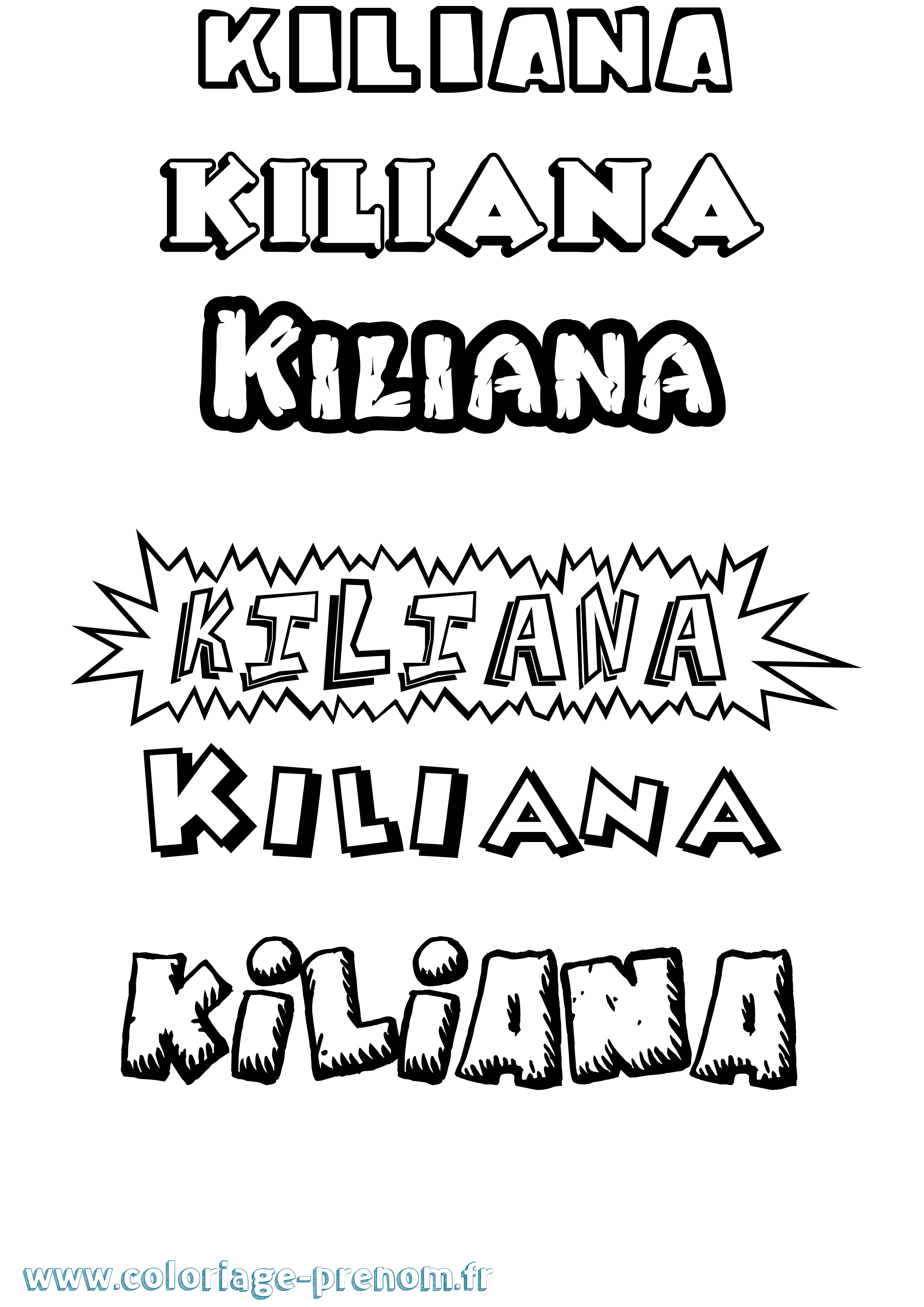 Coloriage prénom Kiliana Dessin Animé