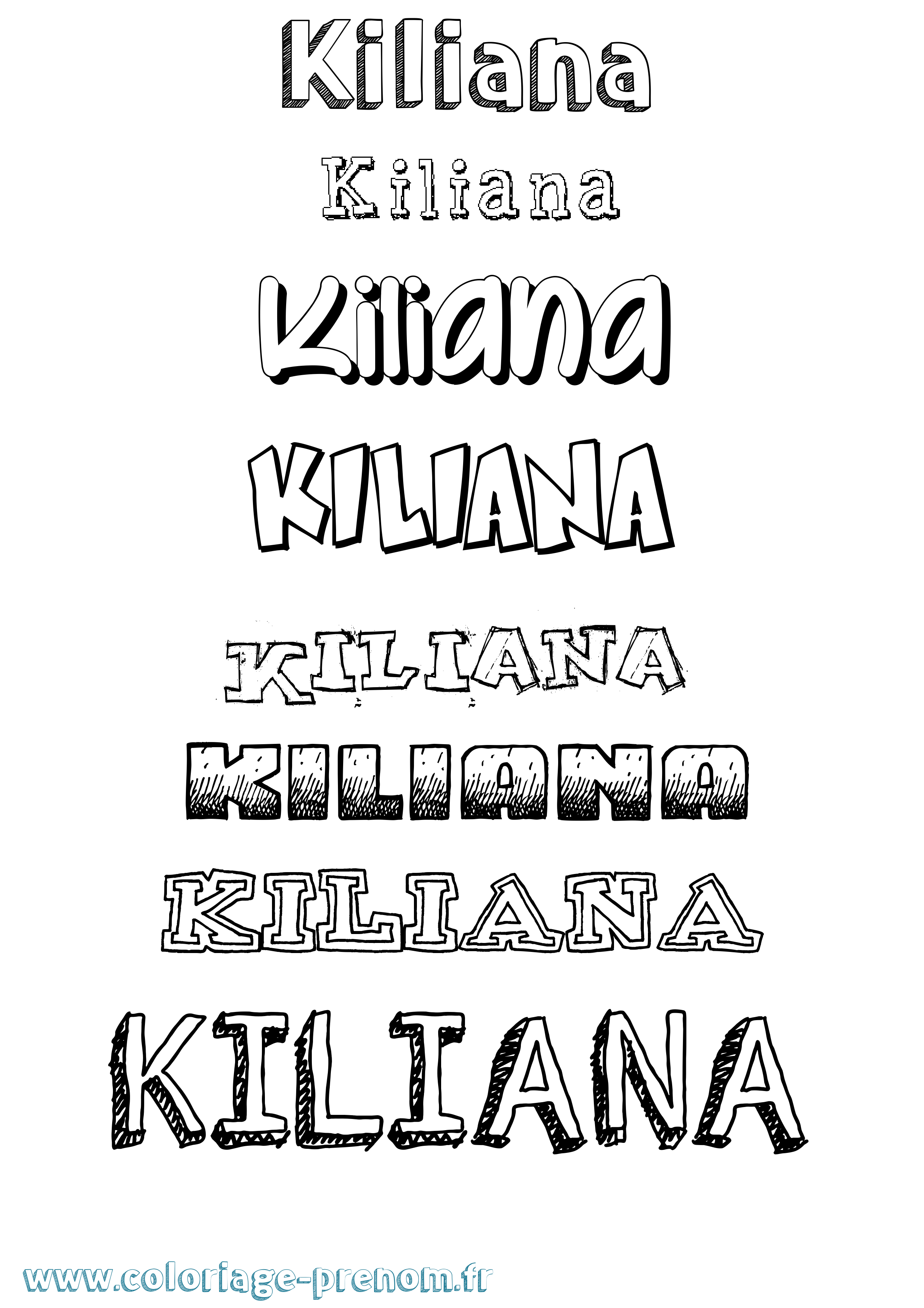 Coloriage Kiliana Dessiné Coloriage prénom Kiliana Dessiné