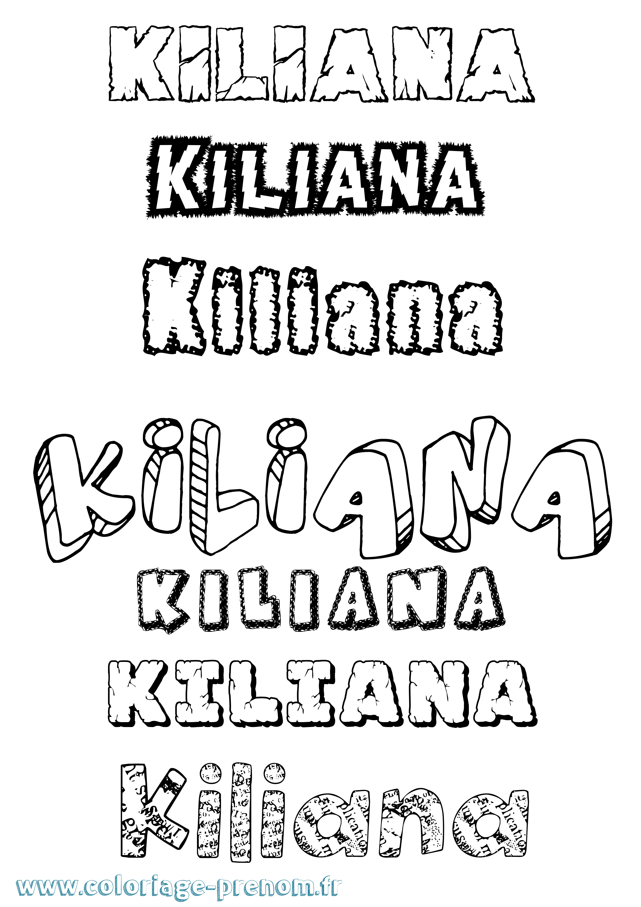 Coloriage prénom Kiliana Destructuré