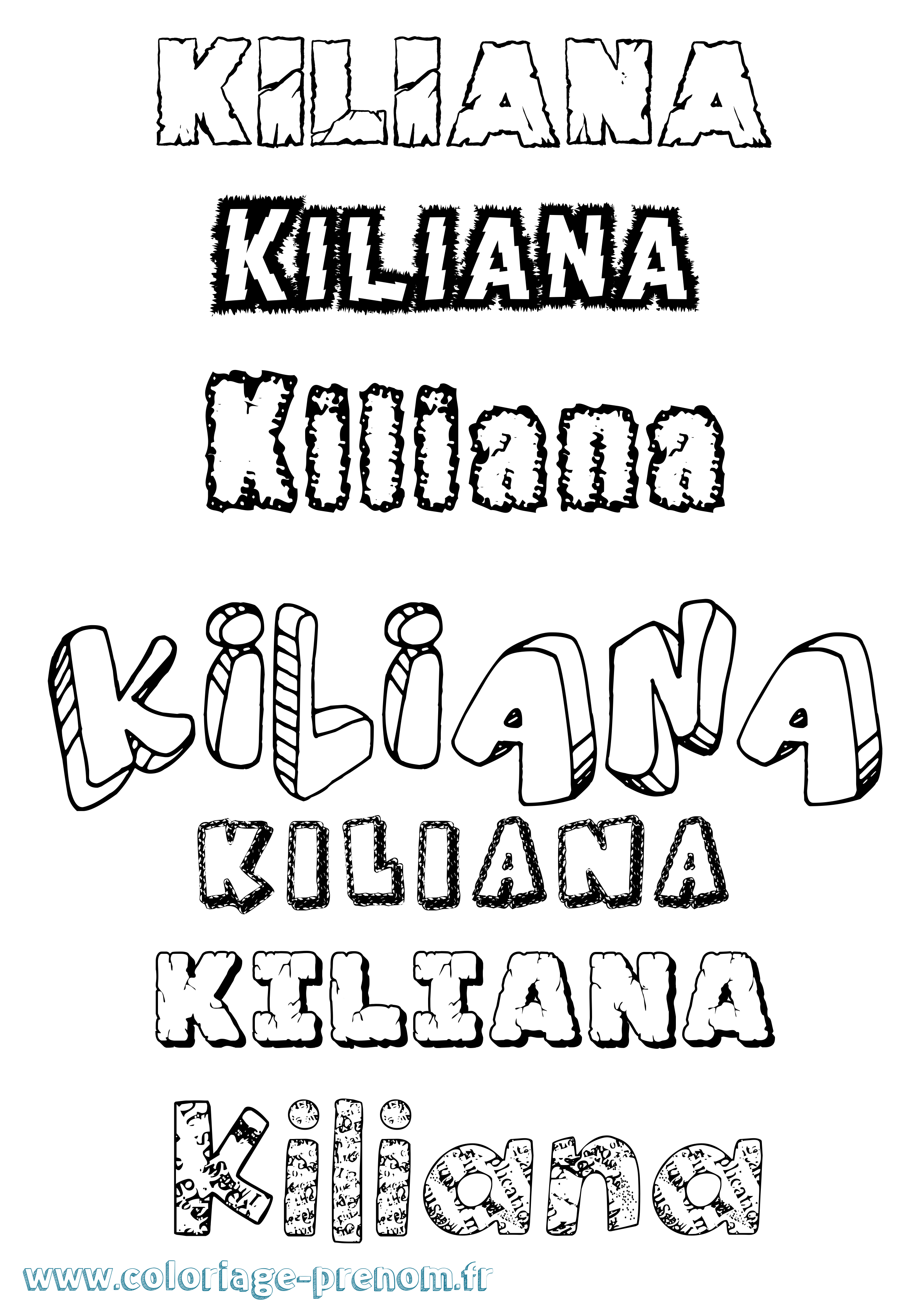 Coloriage Kiliana Destructuré Coloriage prénom Kiliana Destructuré