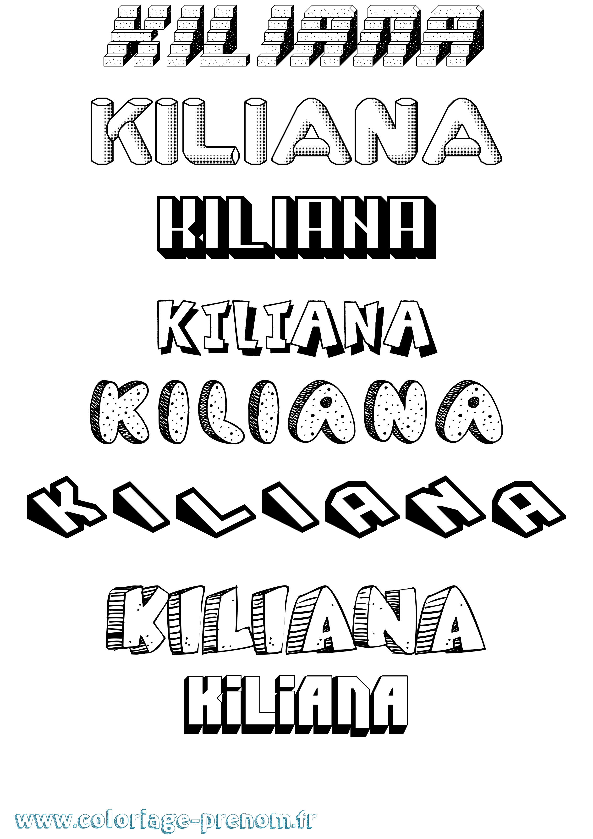 Coloriage Kiliana Effet 3D Coloriage prénom Kiliana Effet 3D