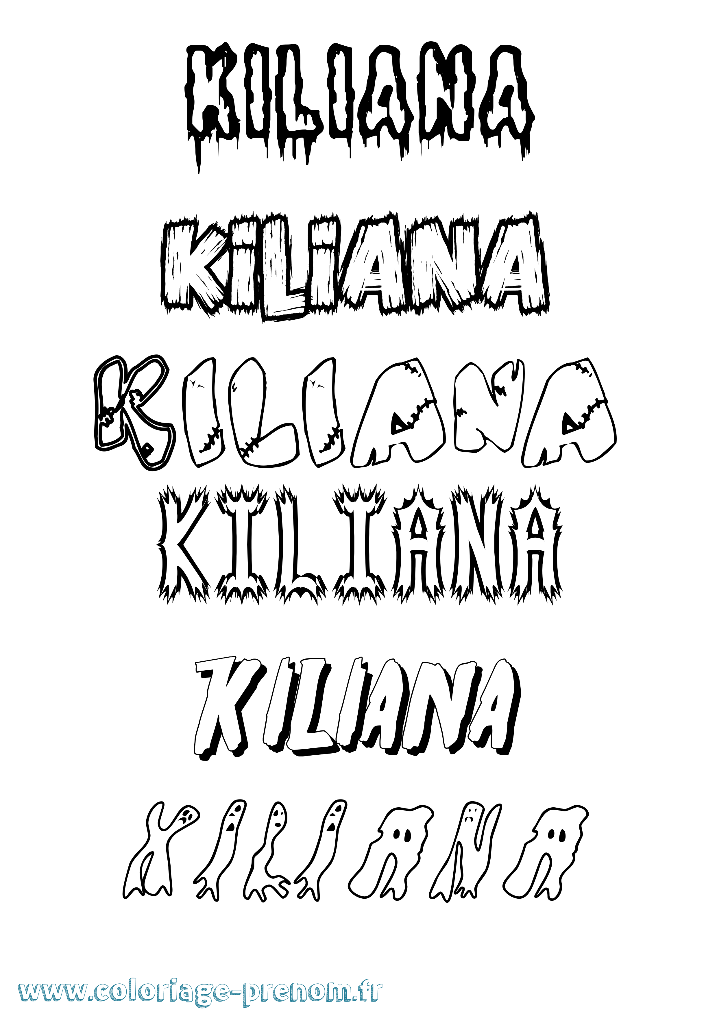 Coloriage Kiliana Frisson Coloriage prénom Kiliana Frisson