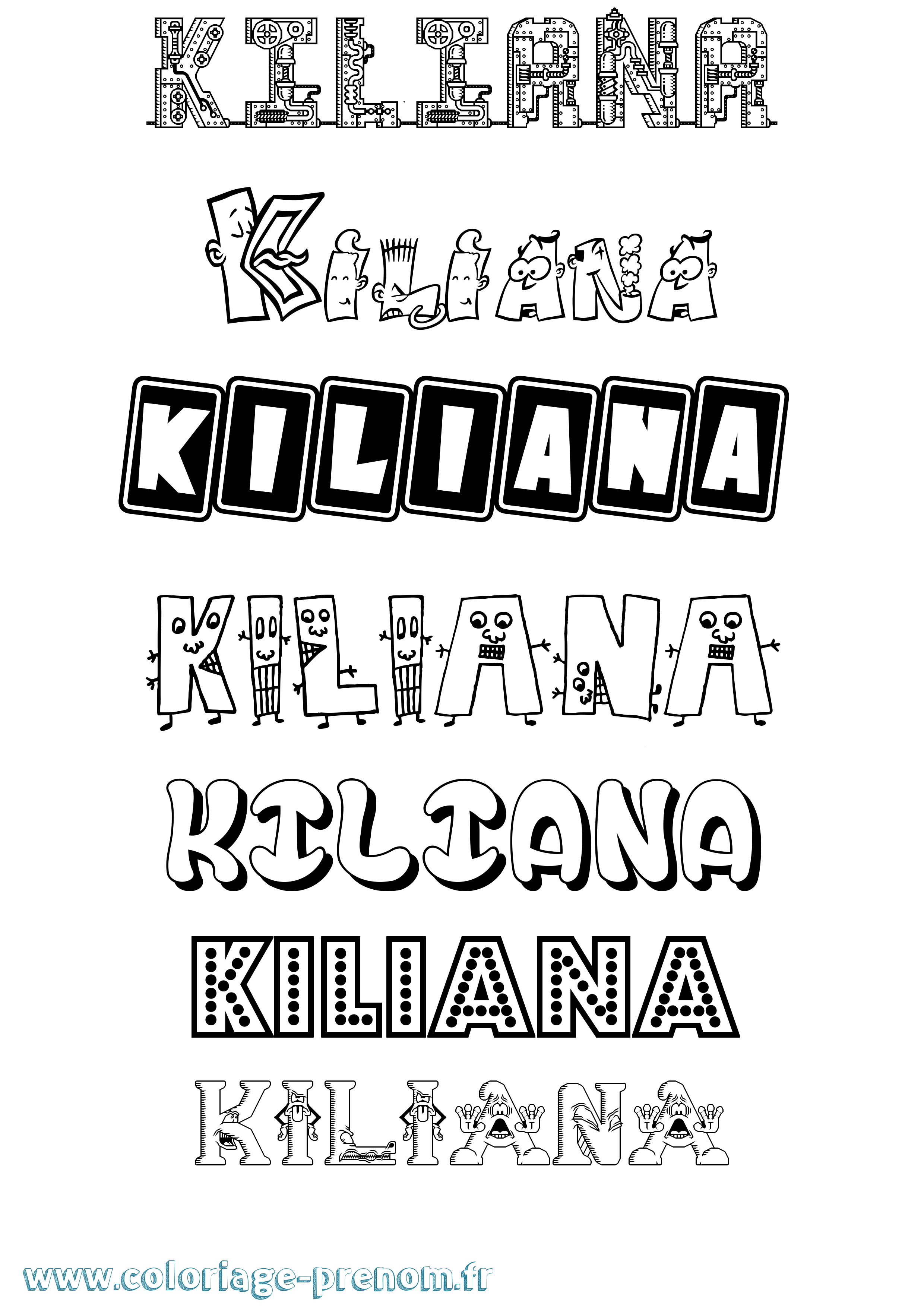 Coloriage prénom Kiliana Fun