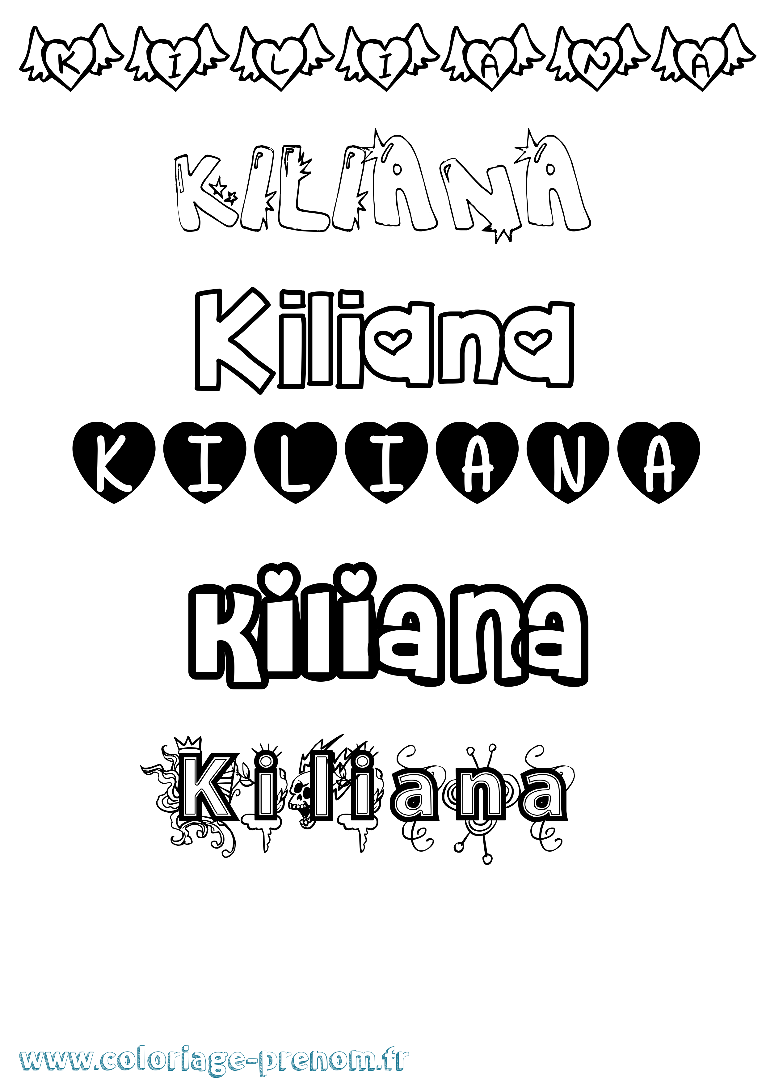 Coloriage Kiliana Girly Coloriage prénom Kiliana Girly