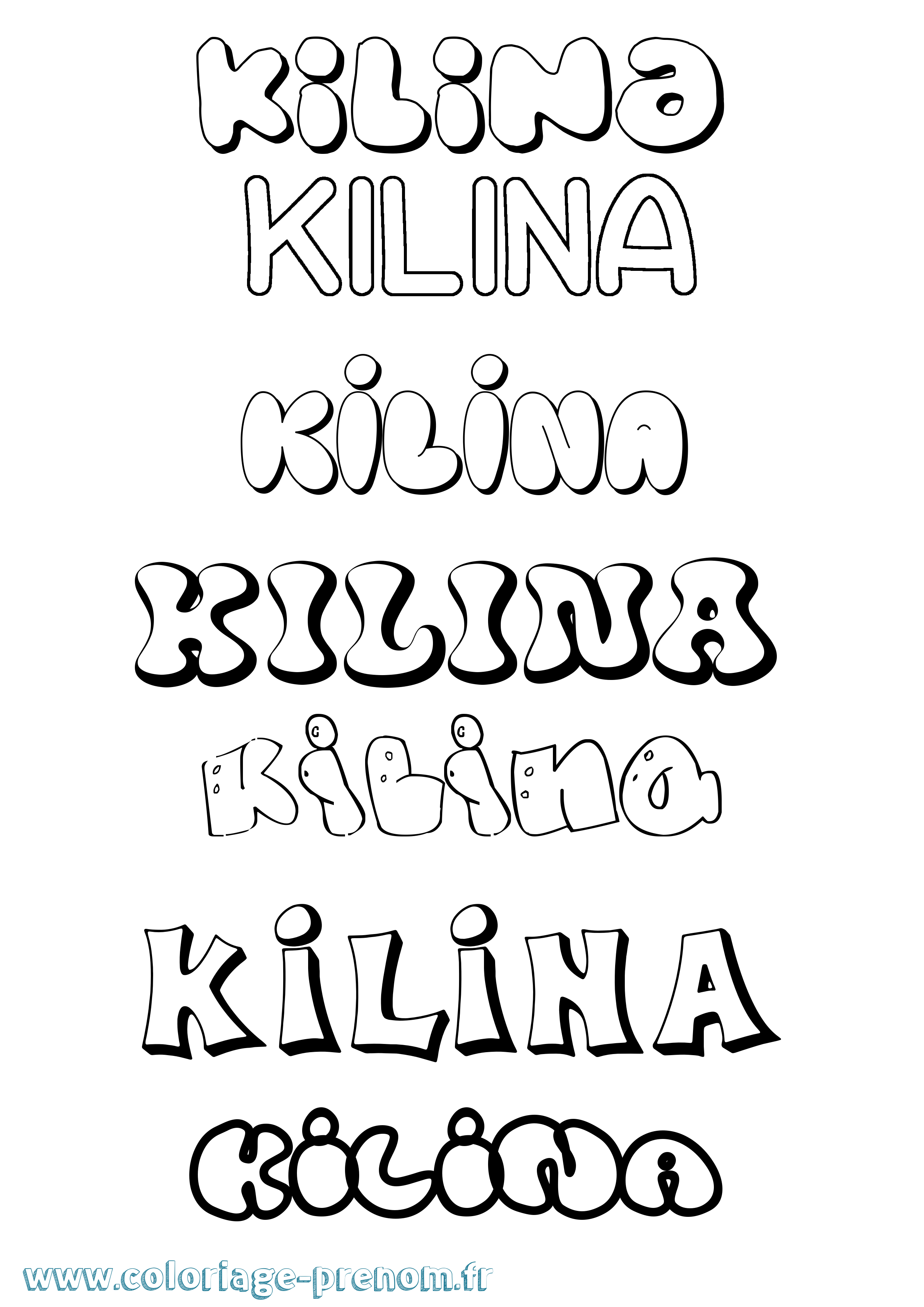 Coloriage prénom Kilina Bubble