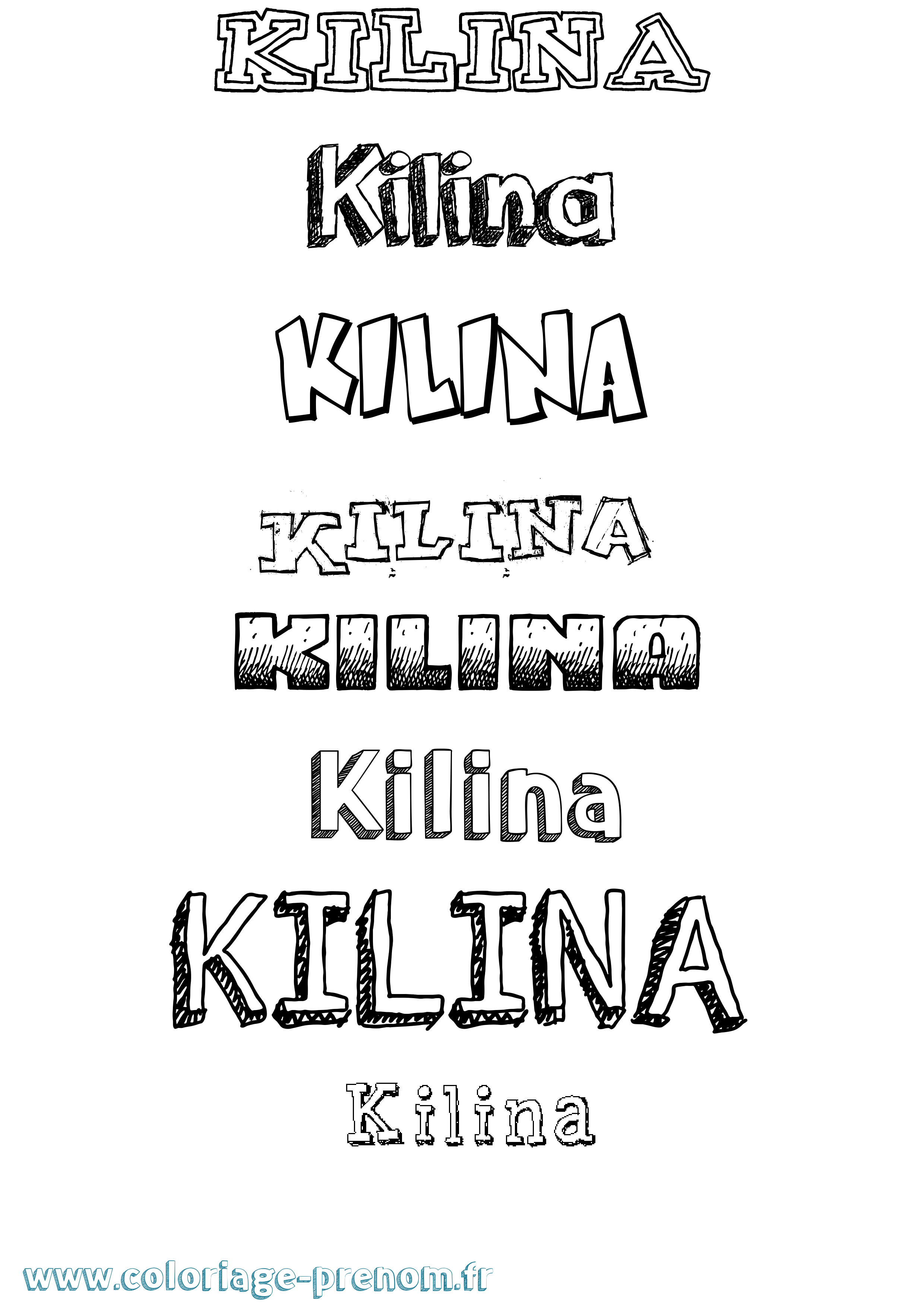 Coloriage prénom Kilina Dessiné