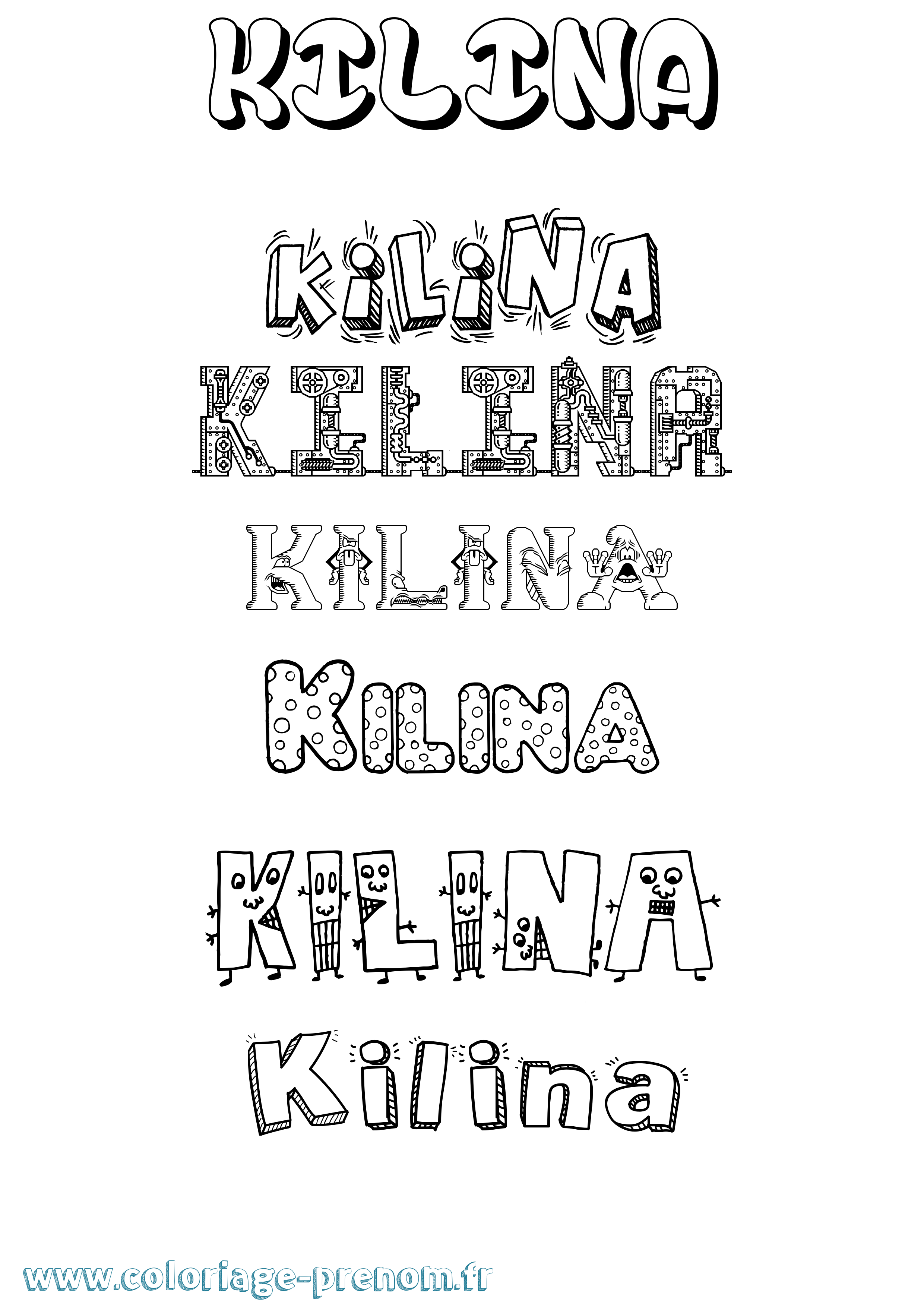 Coloriage prénom Kilina Fun