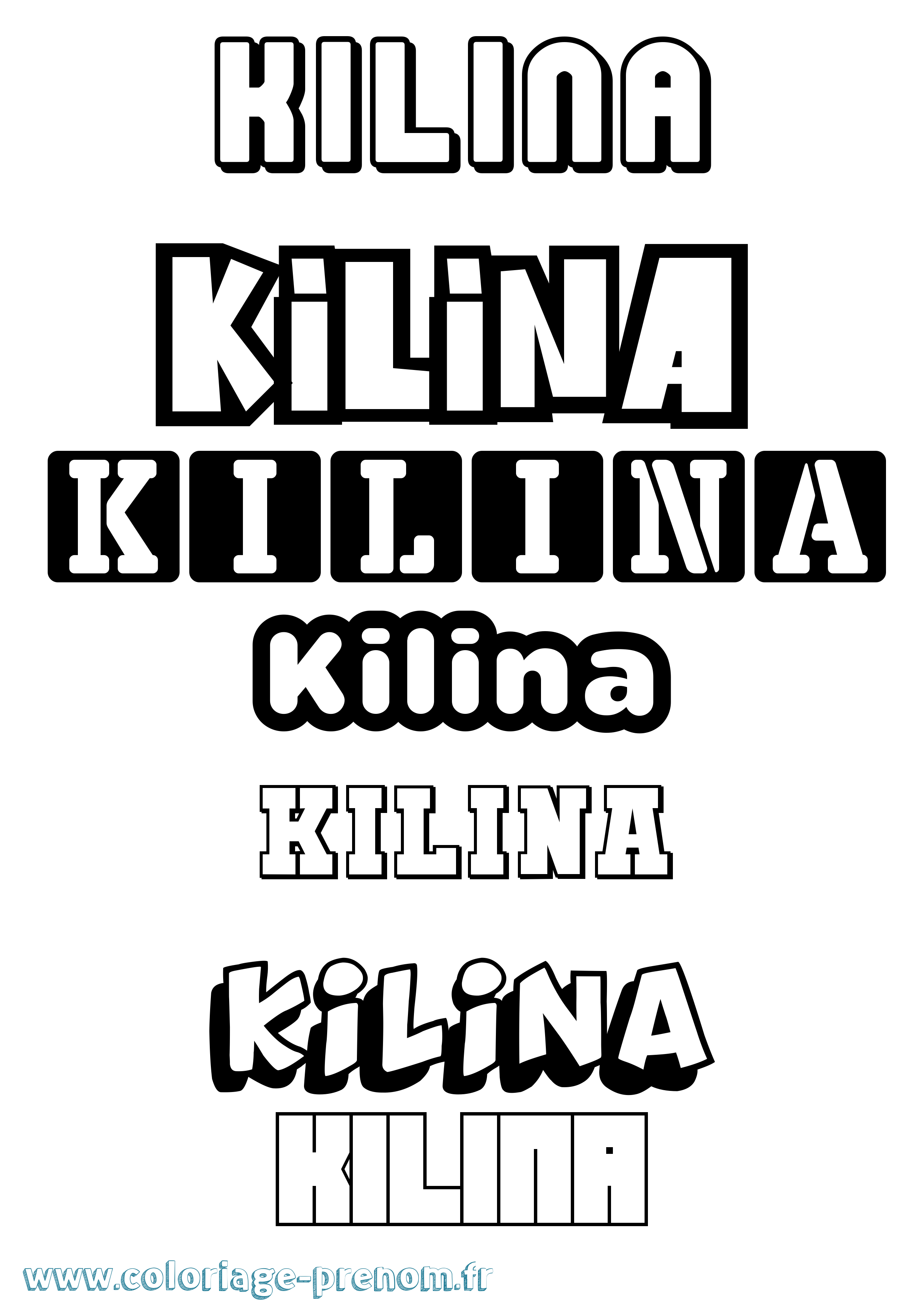 Coloriage prénom Kilina Simple