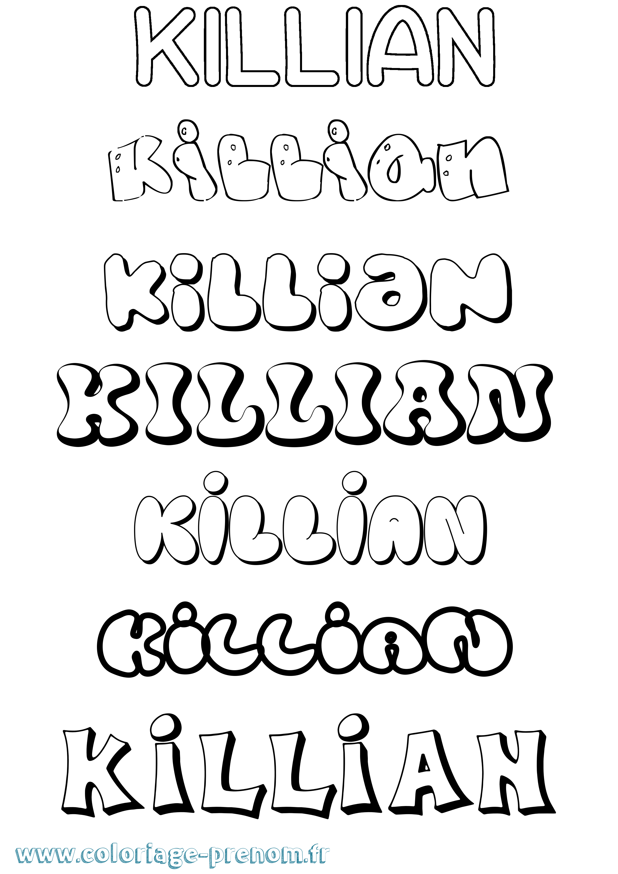 Coloriage Killian Bubble Coloriage prénom Killian Bubble