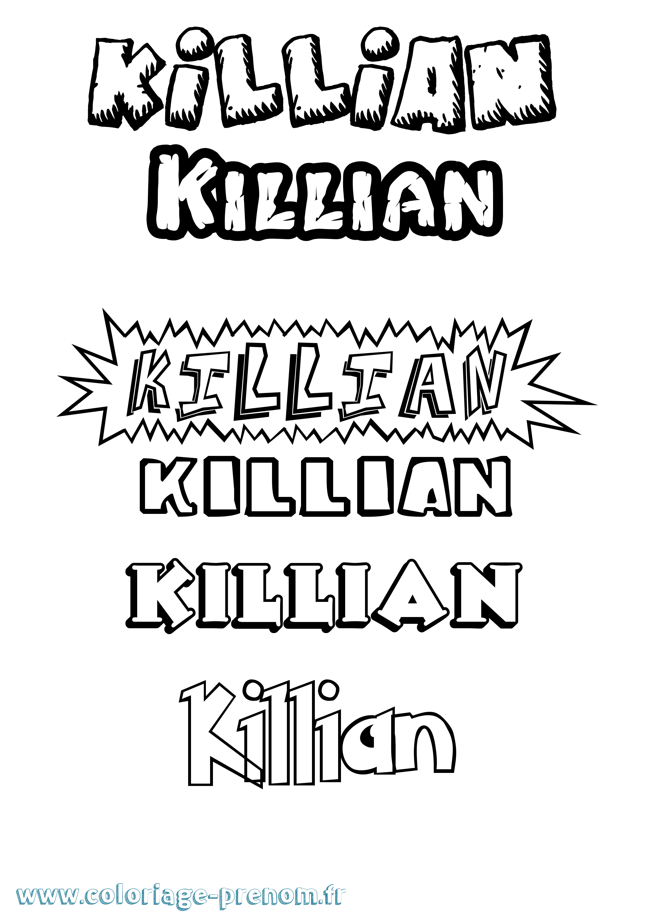 Coloriage Killian Dessin Animé Coloriage prénom Killian Dessin Animé