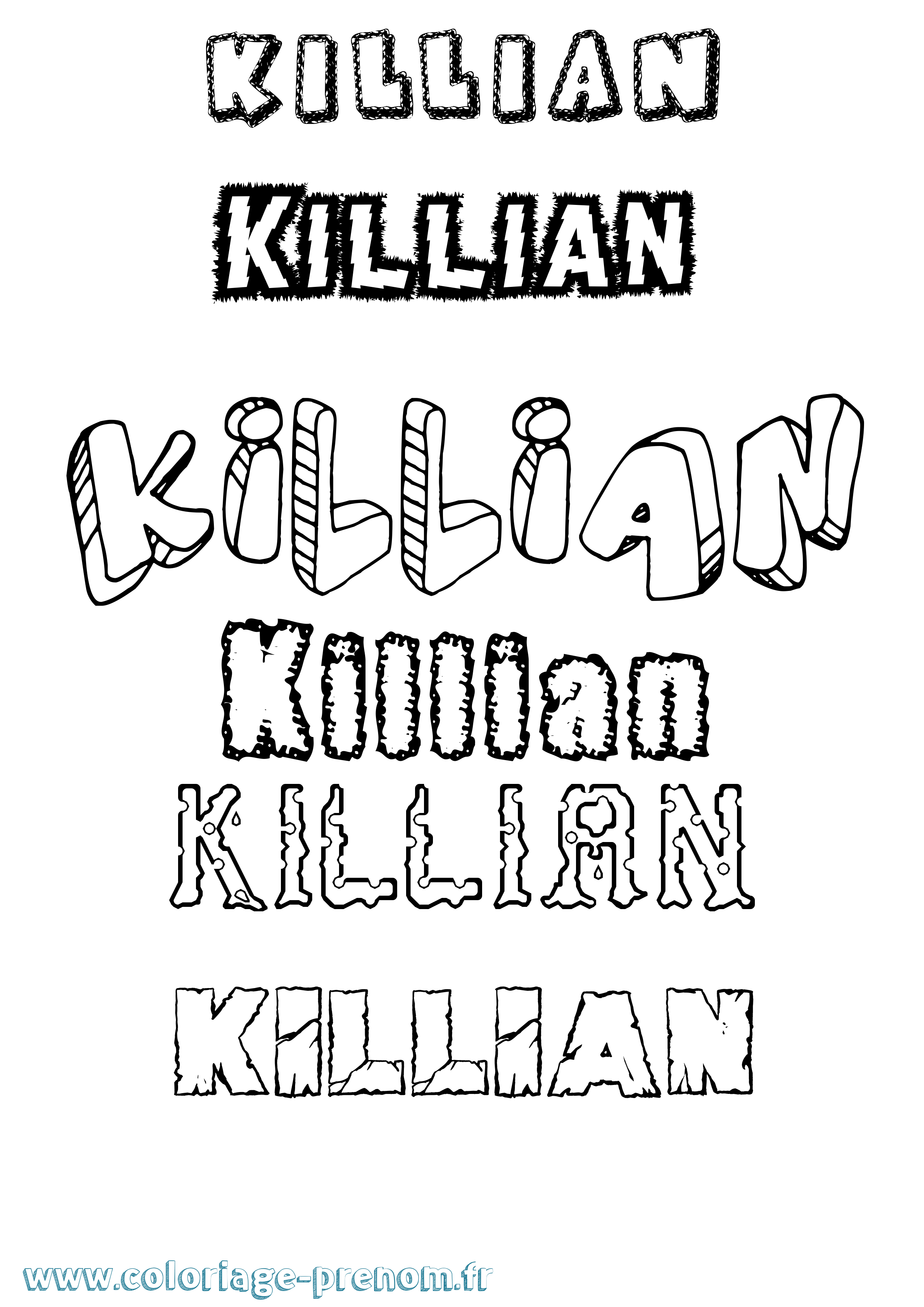 Coloriage Killian Destructuré Coloriage prénom Killian Destructuré
