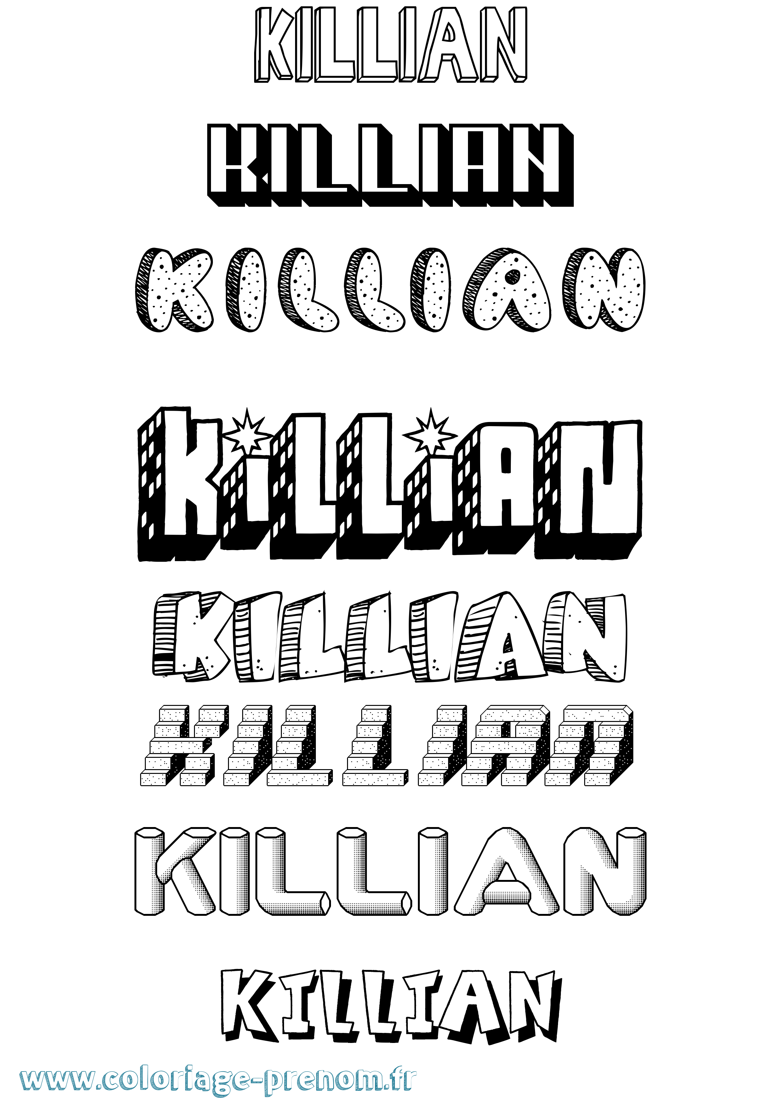 Coloriage prénom Killian Effet 3D