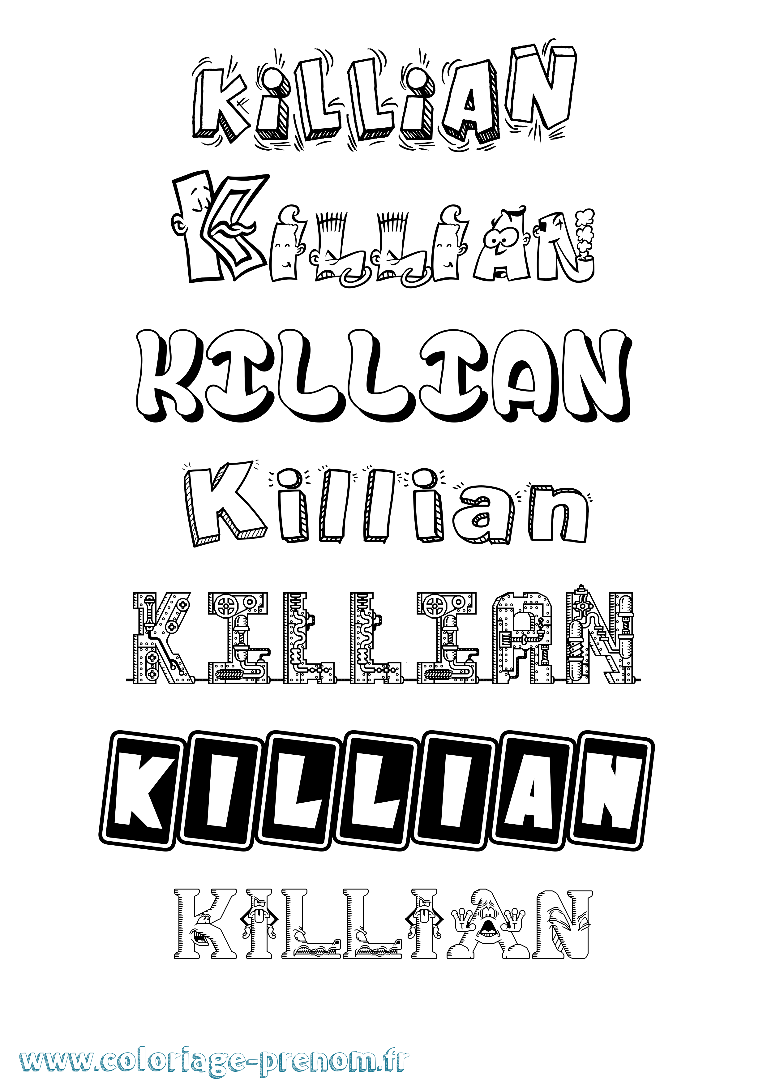 Coloriage prénom Killian Fun