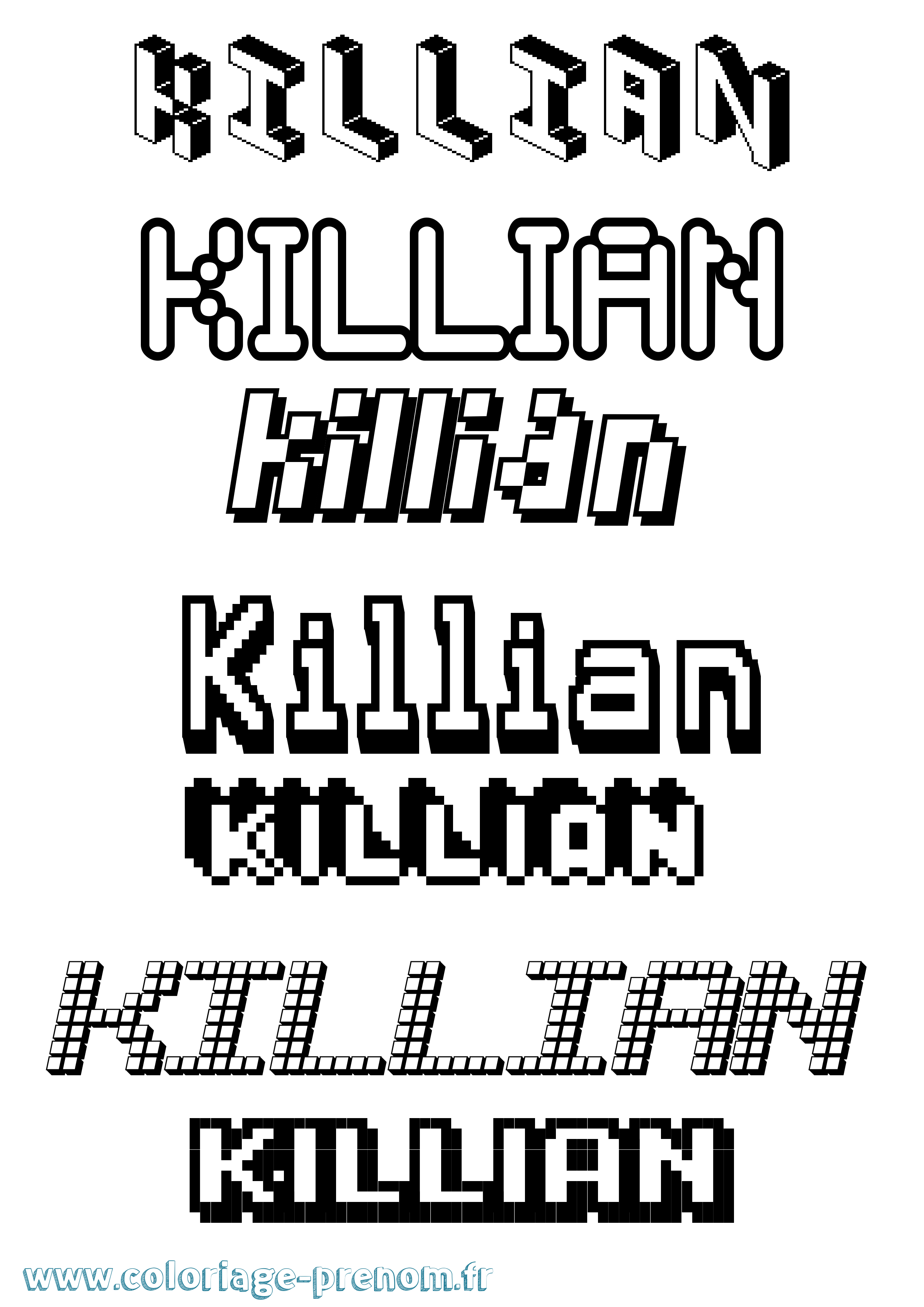 Coloriage Killian Pixel Coloriage prénom Killian Pixel