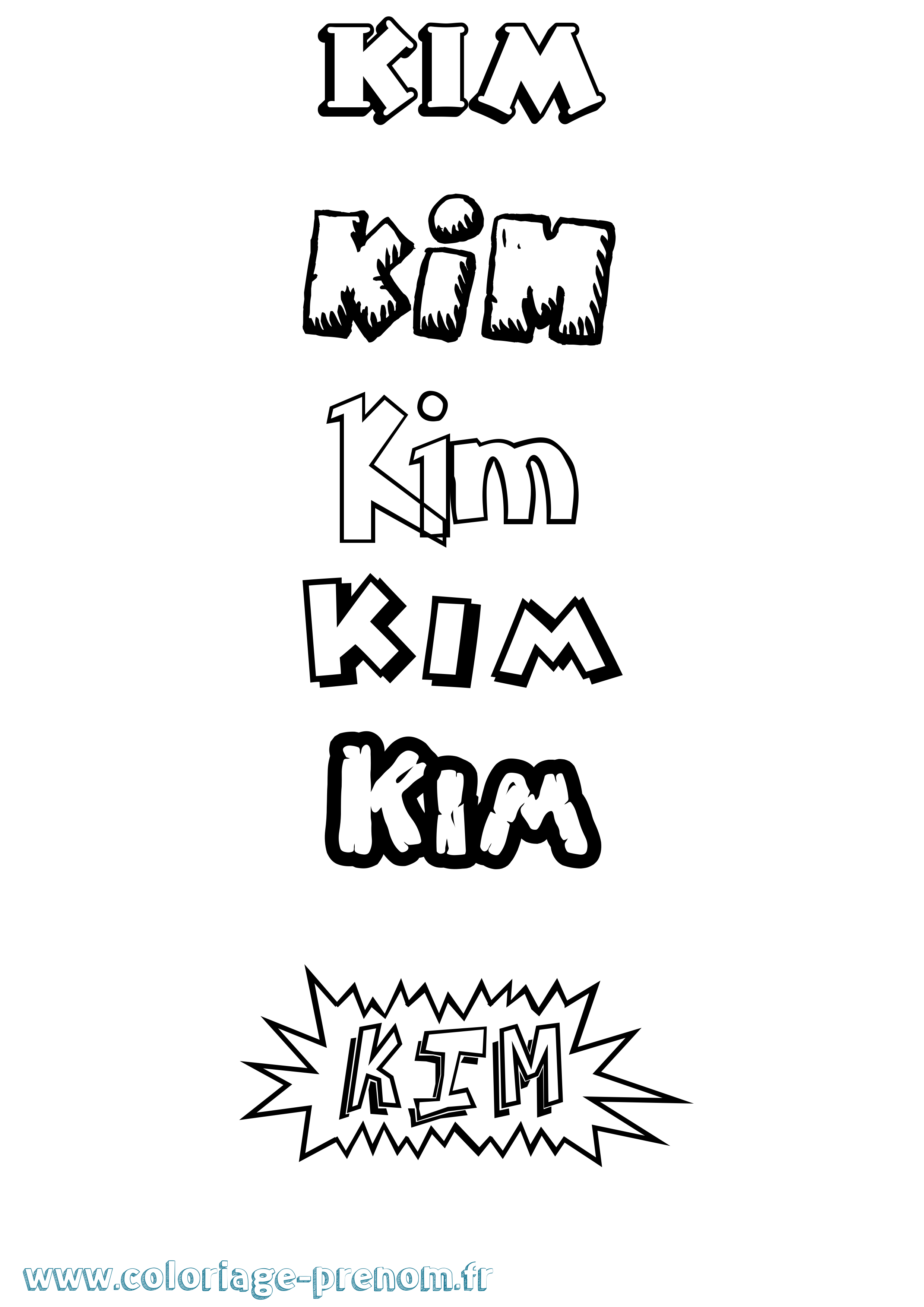 Coloriage prénom Kim Dessin Animé