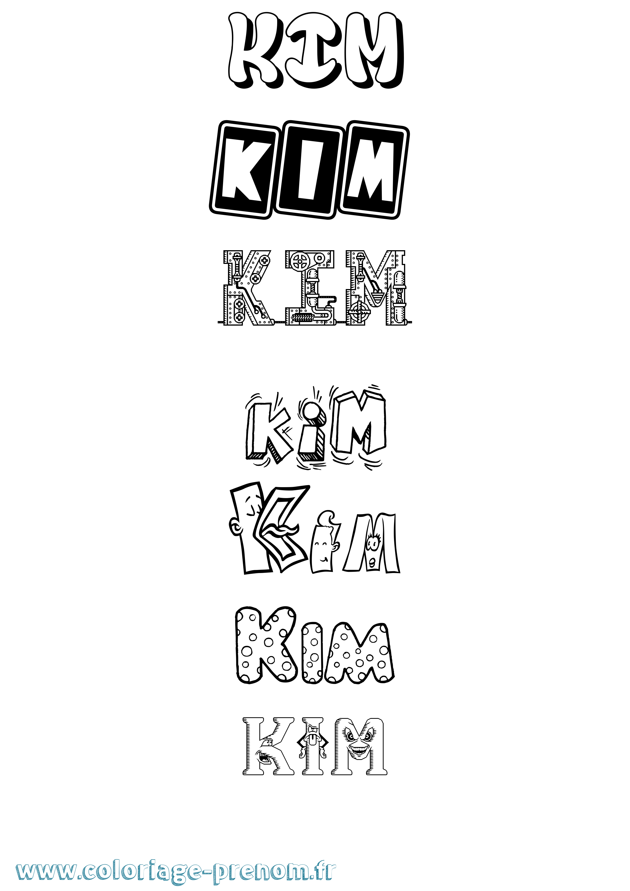 Coloriage prénom Kim Fun