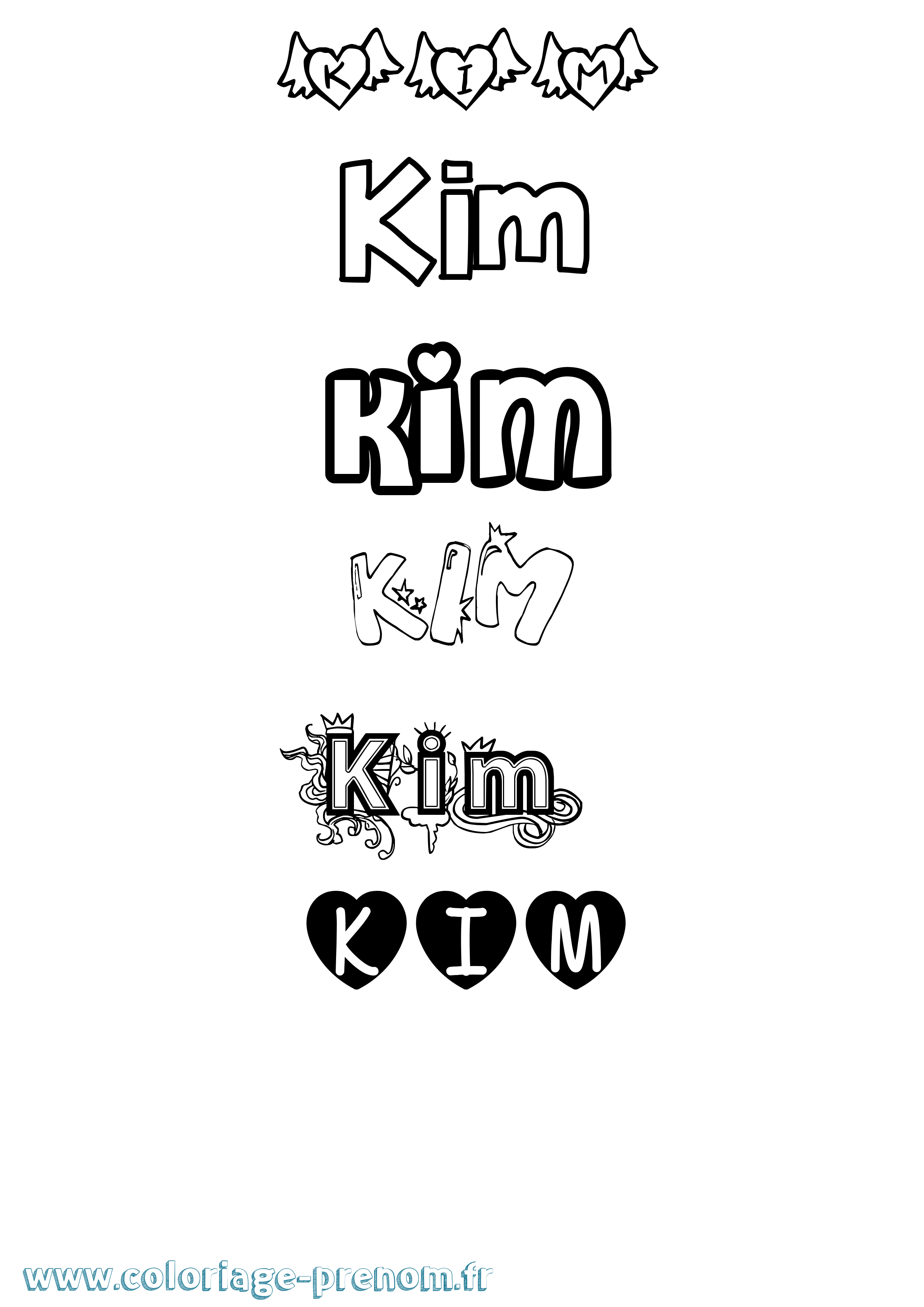 Coloriage prénom Kim Girly