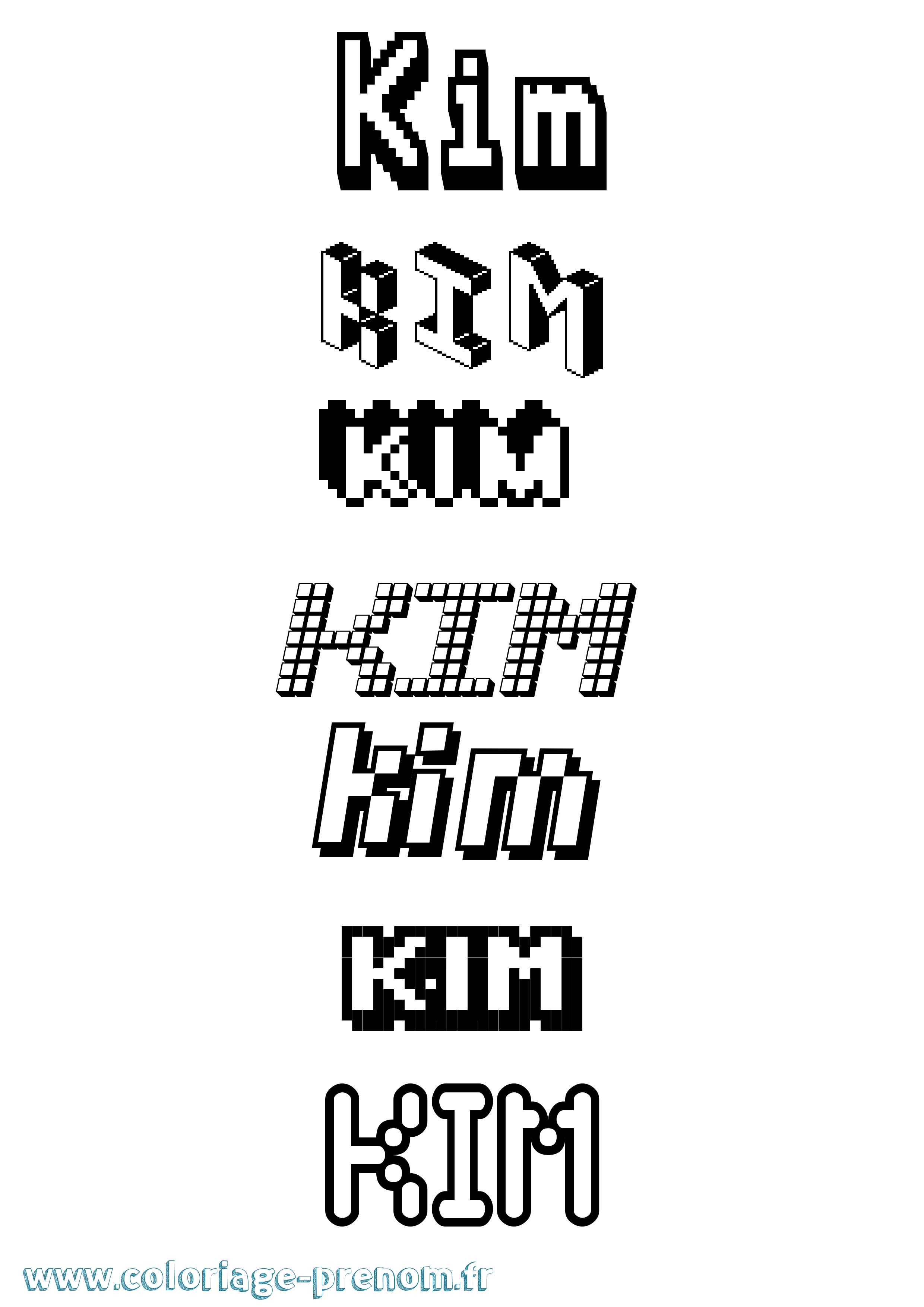 Coloriage prénom Kim Pixel