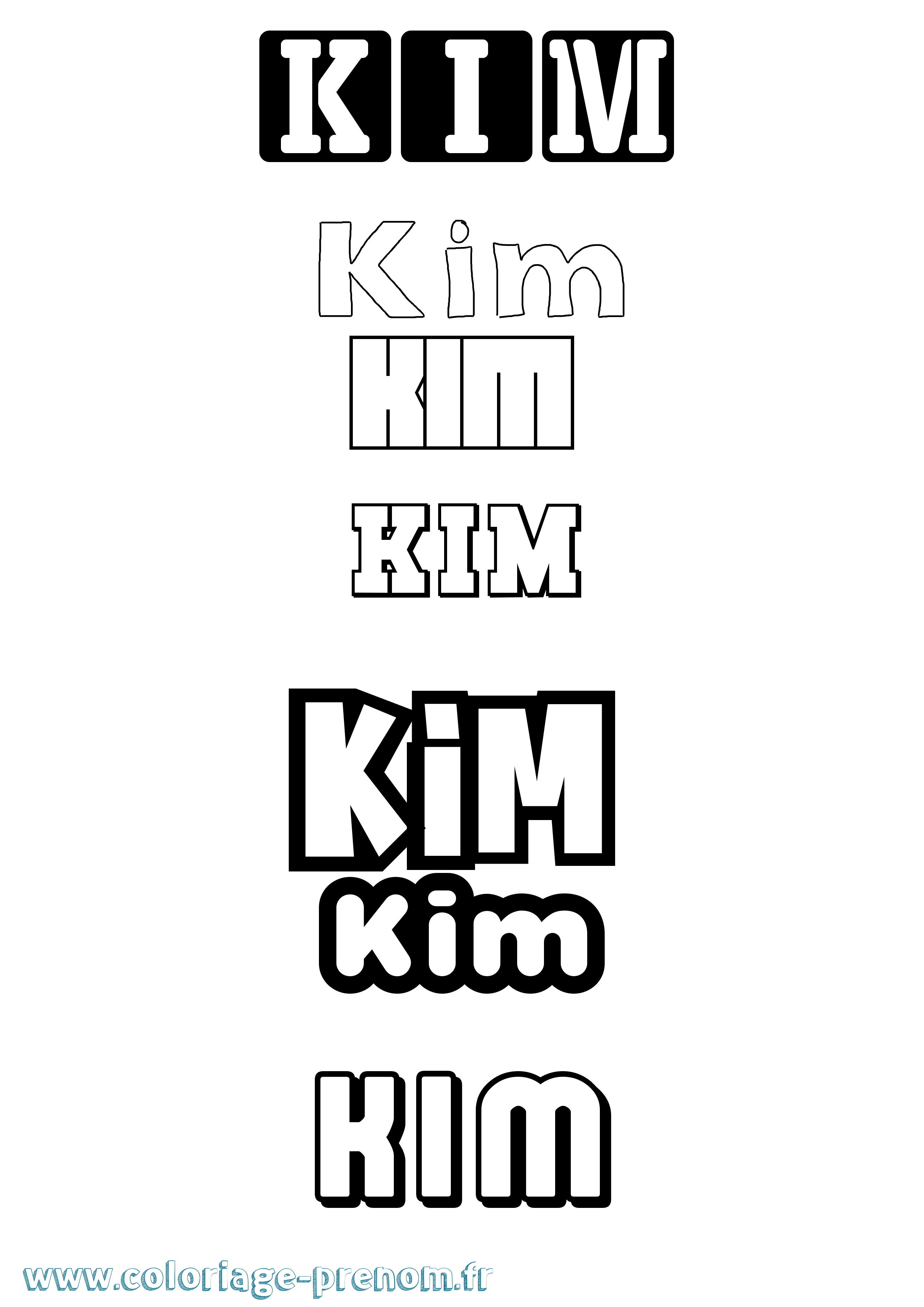 Coloriage prénom Kim Simple