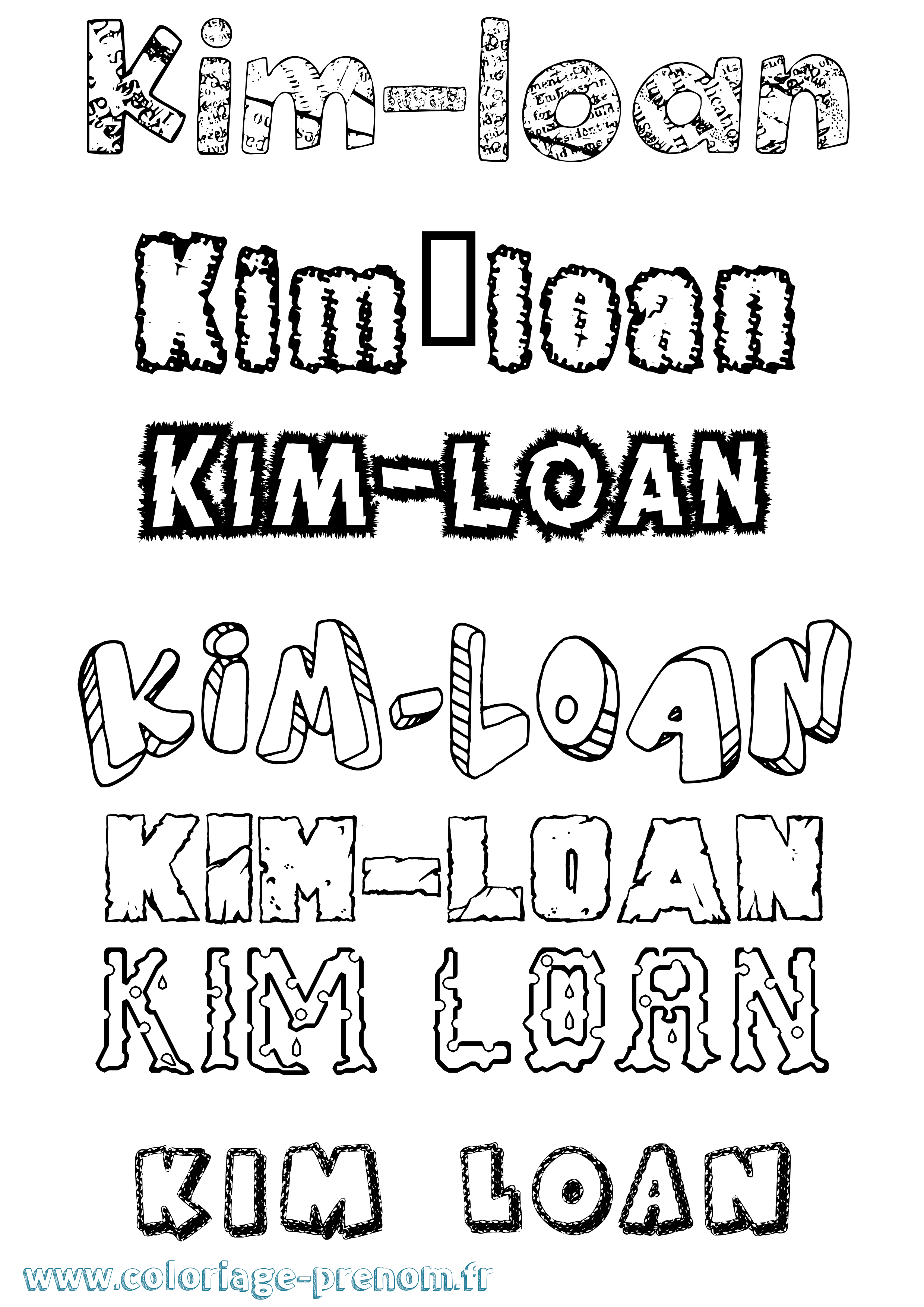 Coloriage prénom Kim-Loan Destructuré
