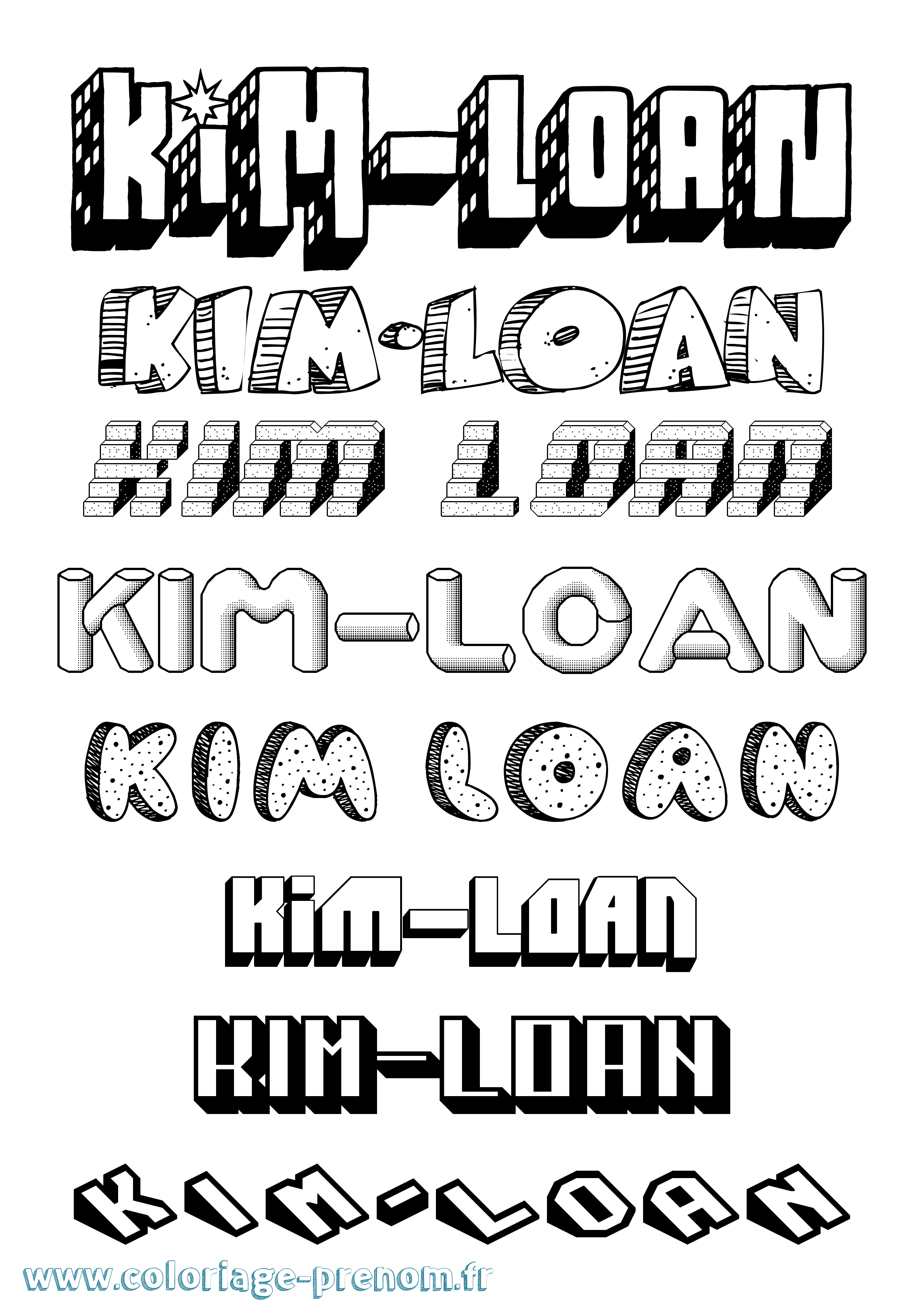 Coloriage prénom Kim-Loan Effet 3D