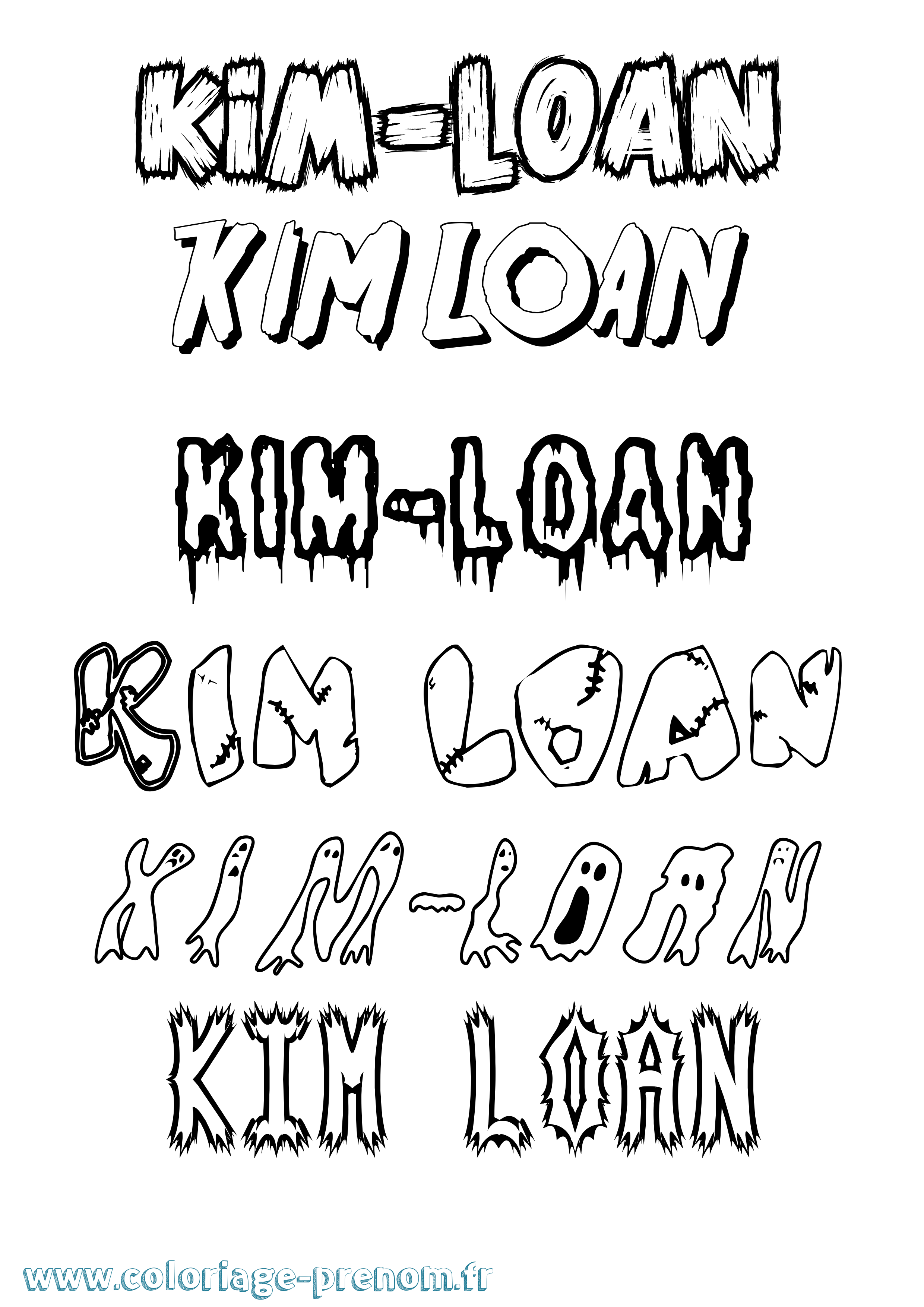 Coloriage prénom Kim-Loan Frisson